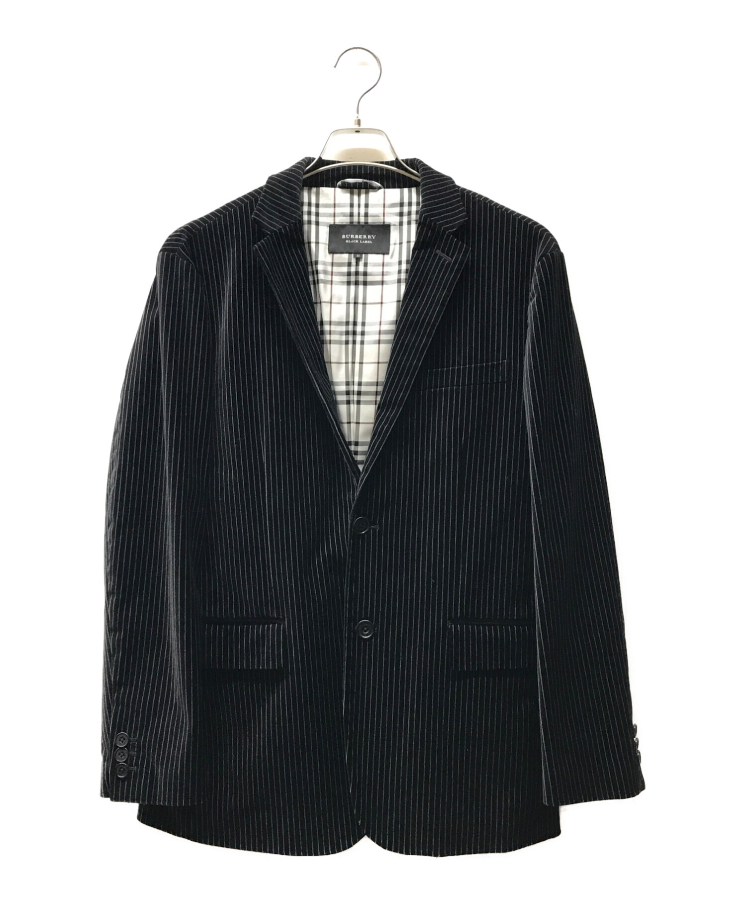 BURBERRY BLACK LABEL (バーバリーブラックレーベル) ベロアテーラードジャケット ブラック サイズ:M