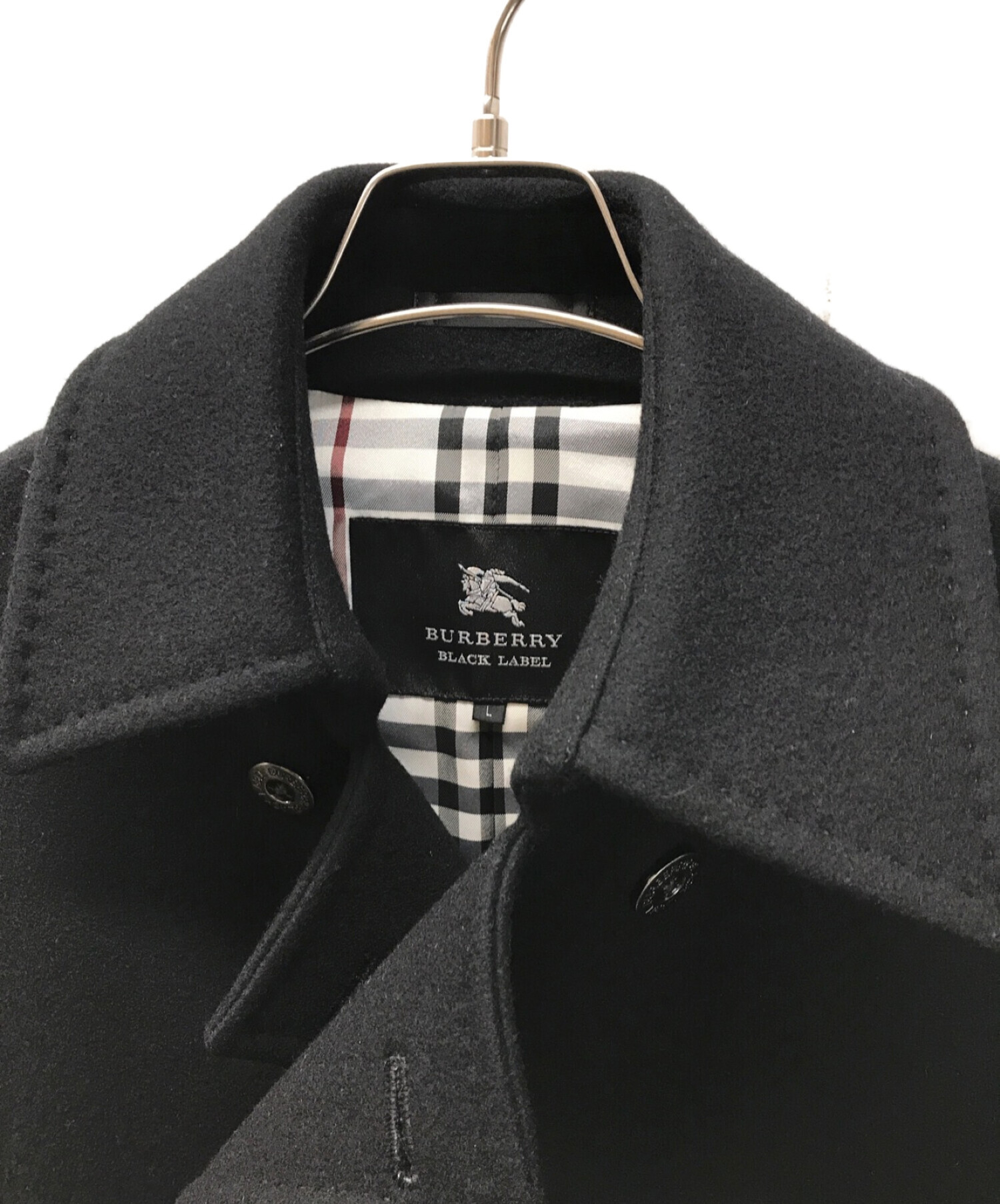 BURBERRY BLACK LABEL (バーバリーブラックレーベル) カシミヤ混メルトンウール チェスターコート ブラック サイズ:L