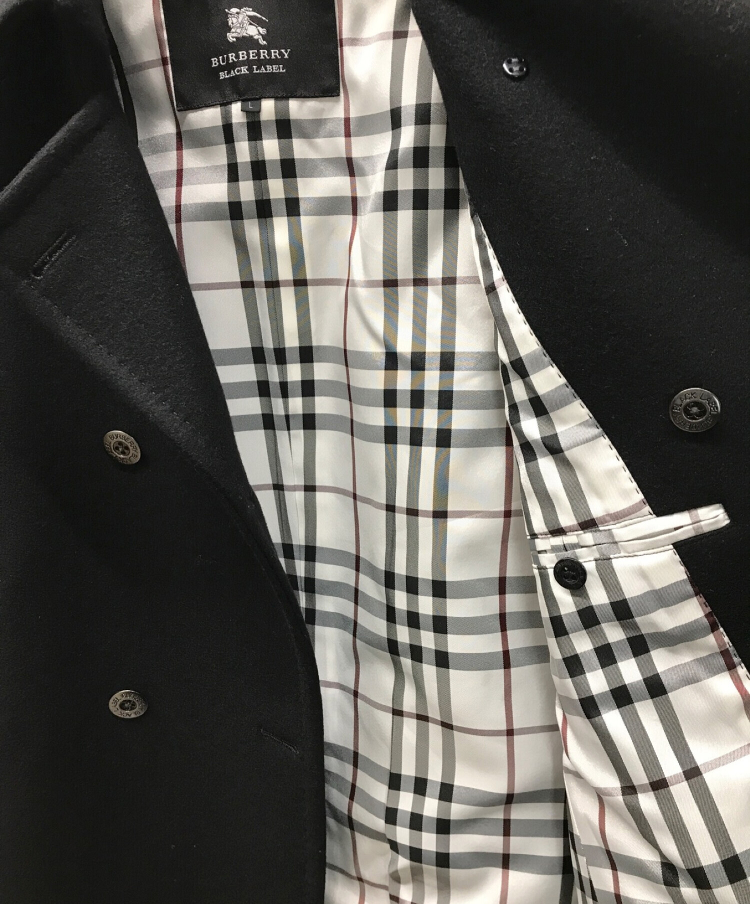 BURBERRY BLACK LABEL (バーバリーブラックレーベル) カシミヤ混メルトンウール チェスターコート ブラック サイズ:L