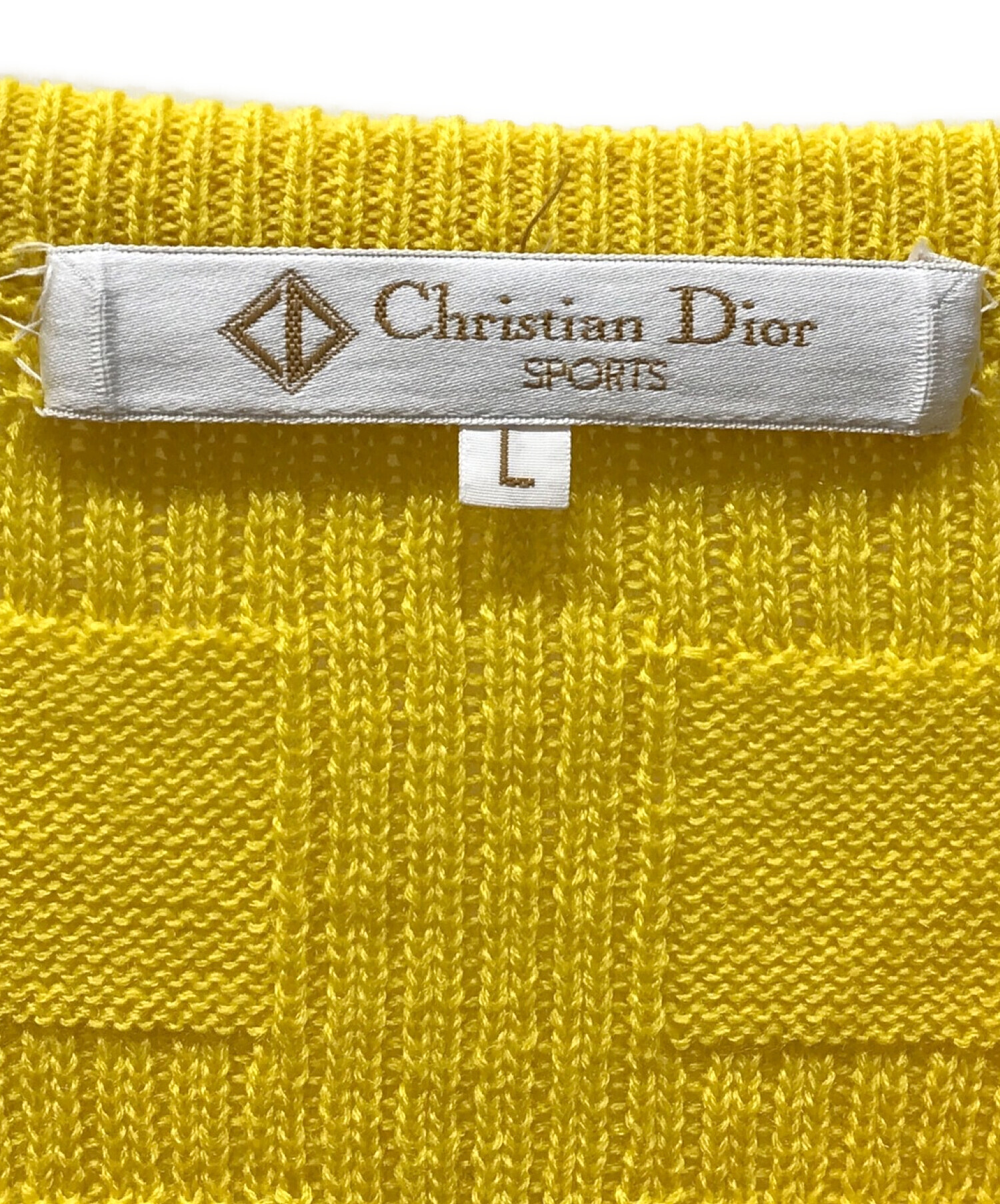 Christian Dior (クリスチャン ディオール) ヴィンテージVネックニット イエロー サイズ:L