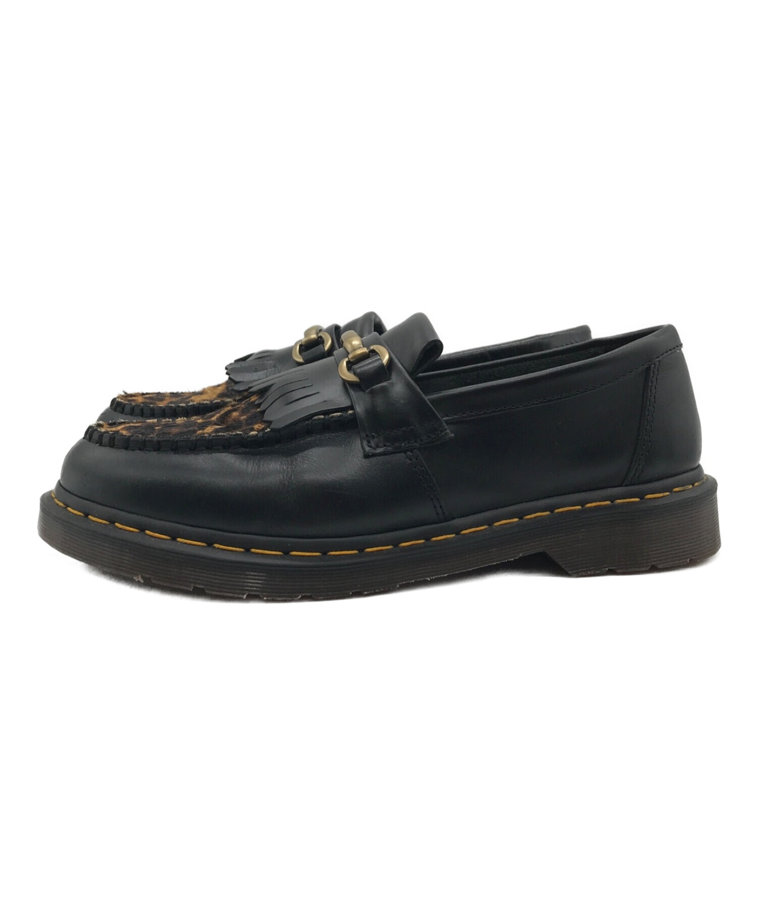 Dr.Martens (ドクターマーチン) ADRIAN SNAFFLE レオパードタッセルローファー ブラック×ブラウン サイズ:UK 9