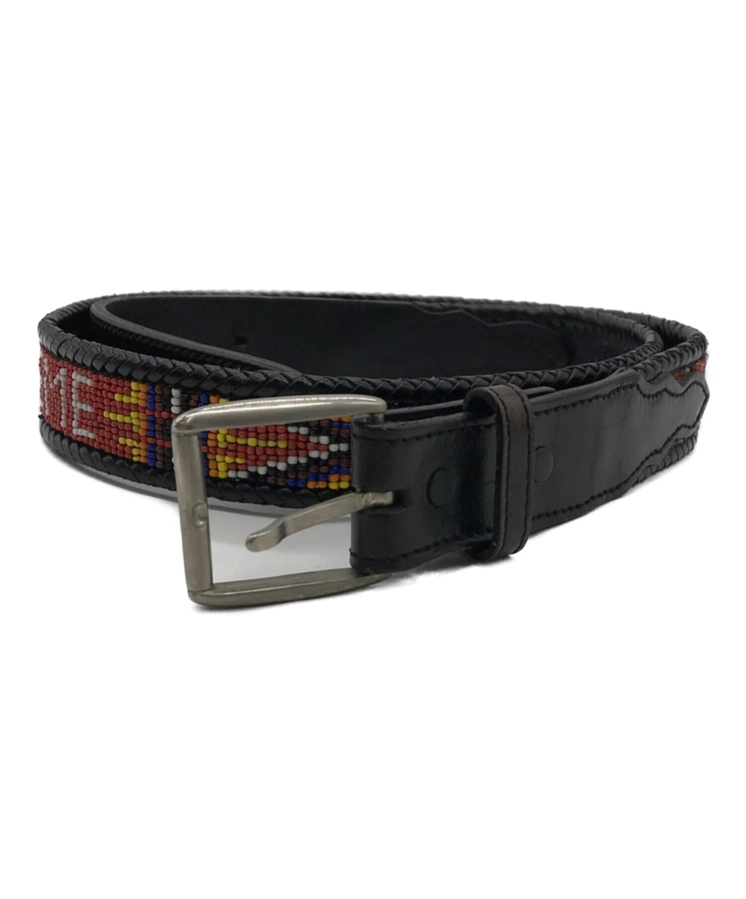 SUPREME (シュプリーム) 12SS Beaded Belt/ビーズレザーベルト ブラウン サイズ:L/XL