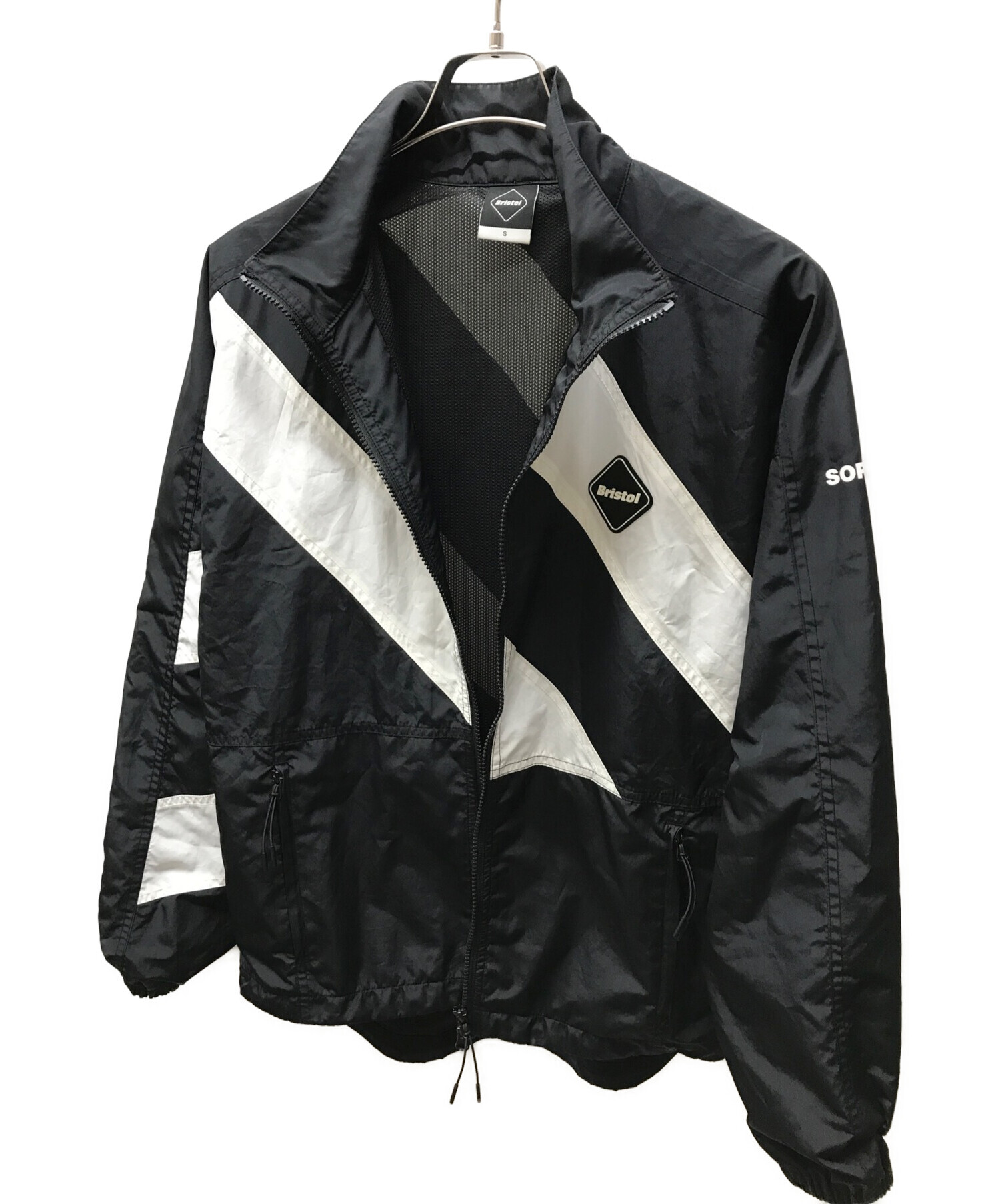 F.C.R.B. (エフシーアールビー) STAND COLLAR STRIPE JACKET ホワイト×ブラック サイズ:S