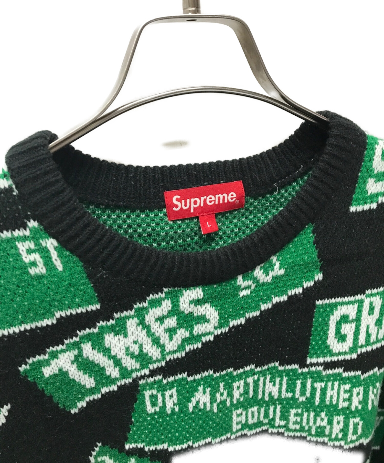 緑黒Supreme Street Signs Sweater 緑 Lサイズ