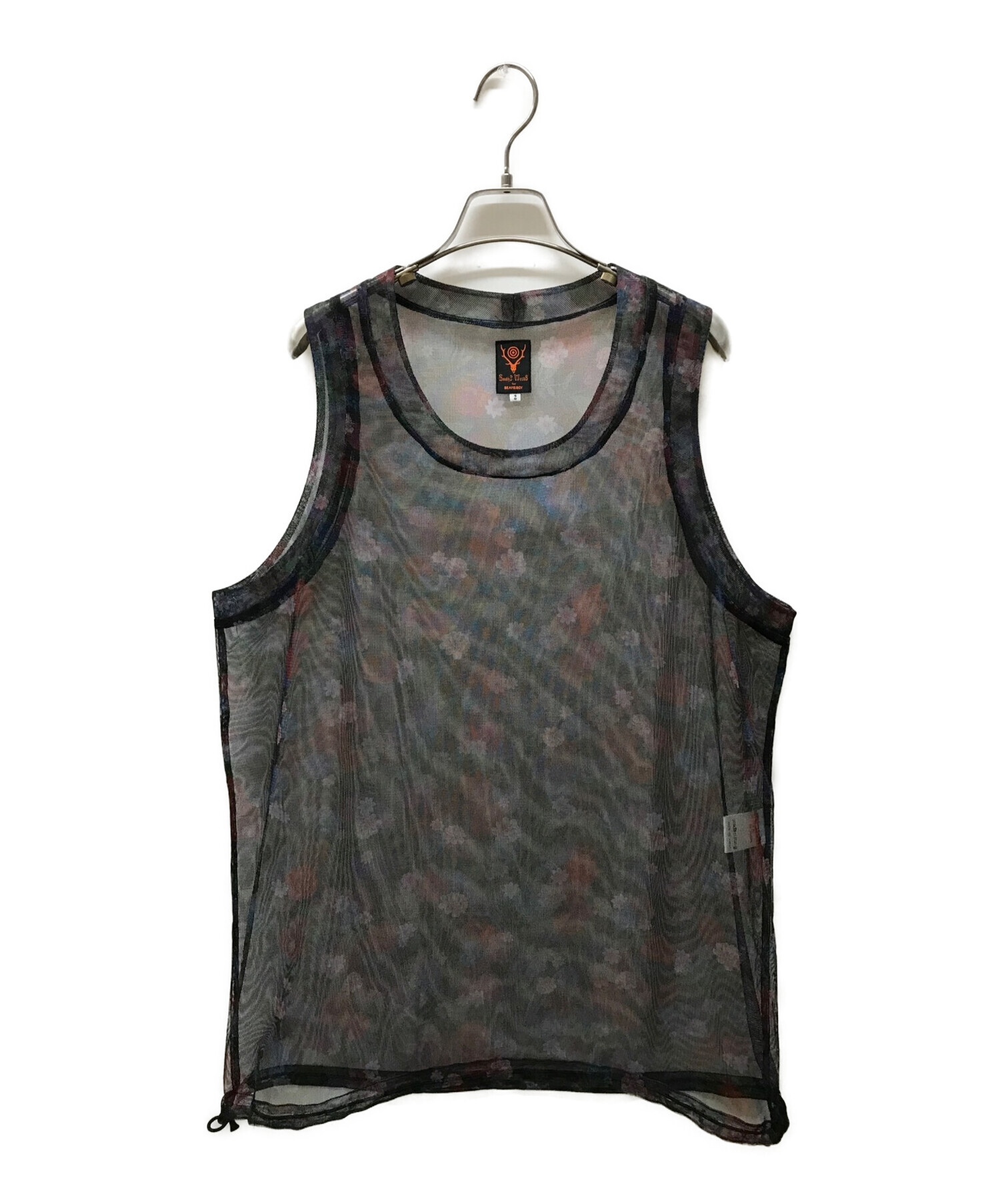 south2 west8×BEAMS BOY (サウスツーウエストエイト × ビームスボーイ) 別注 Bush Tanktop Dark  Flower/ノースリーブメッシュカットソー ピンク サイズ:2