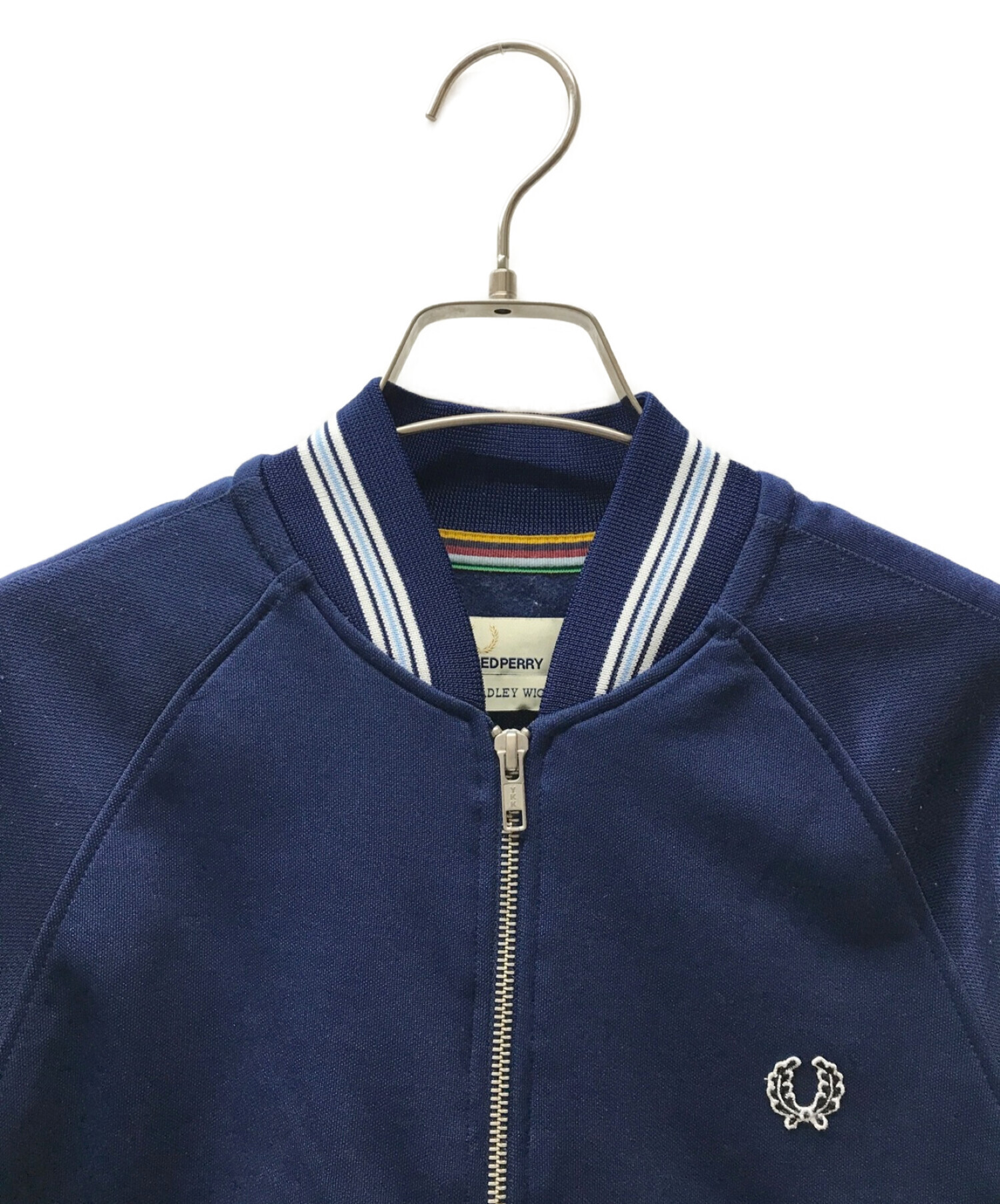 FRED PERRY BRADLEY WIGGINS (ブラッドリー ウィギンス) リブライントラックジャケット Bradley Wiggins -  Texture Mix Track Jacket ネイビー サイズ:XS