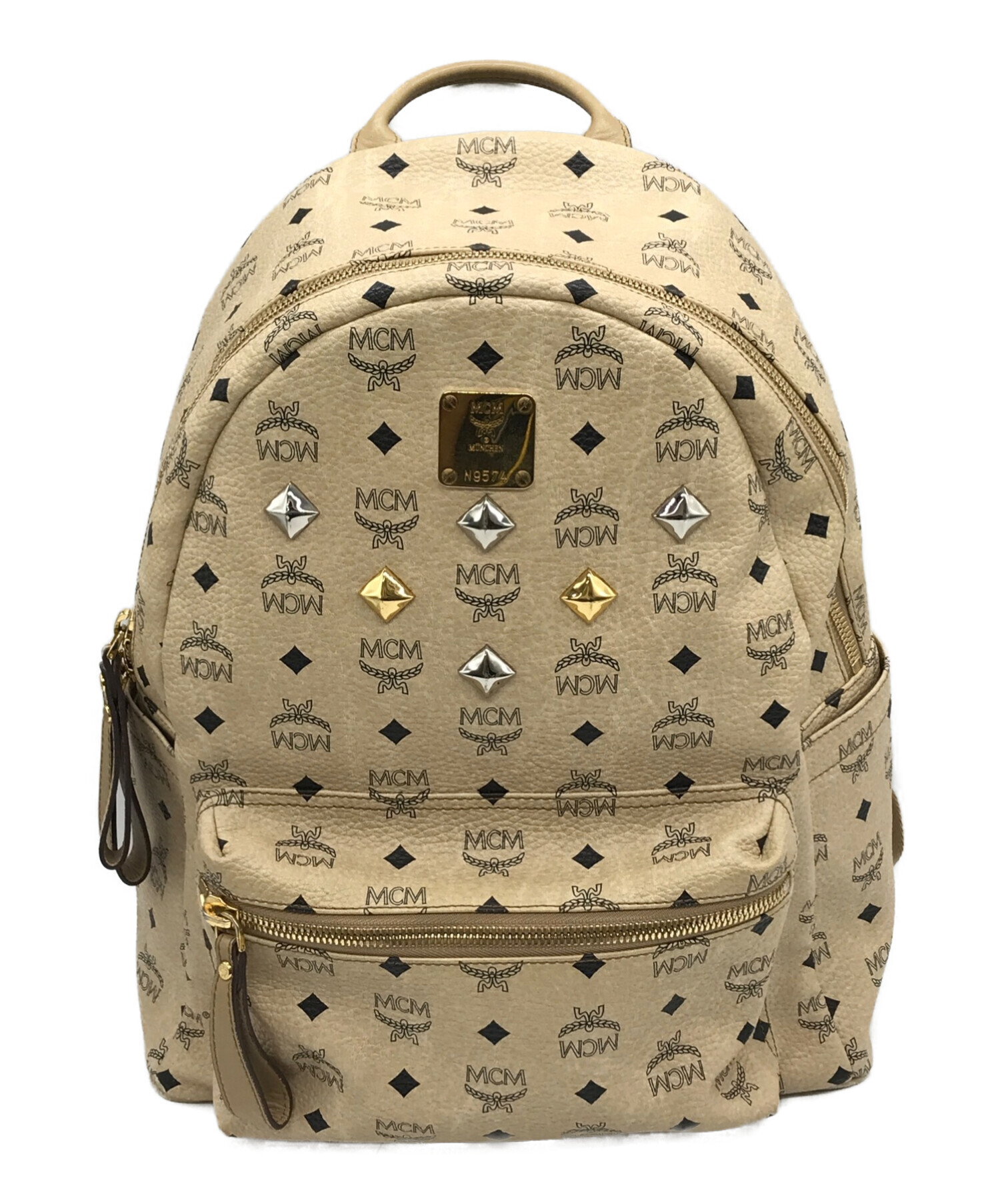 中古・古着通販】MCM (エムシーエム) スタッズバックパック ベージュ