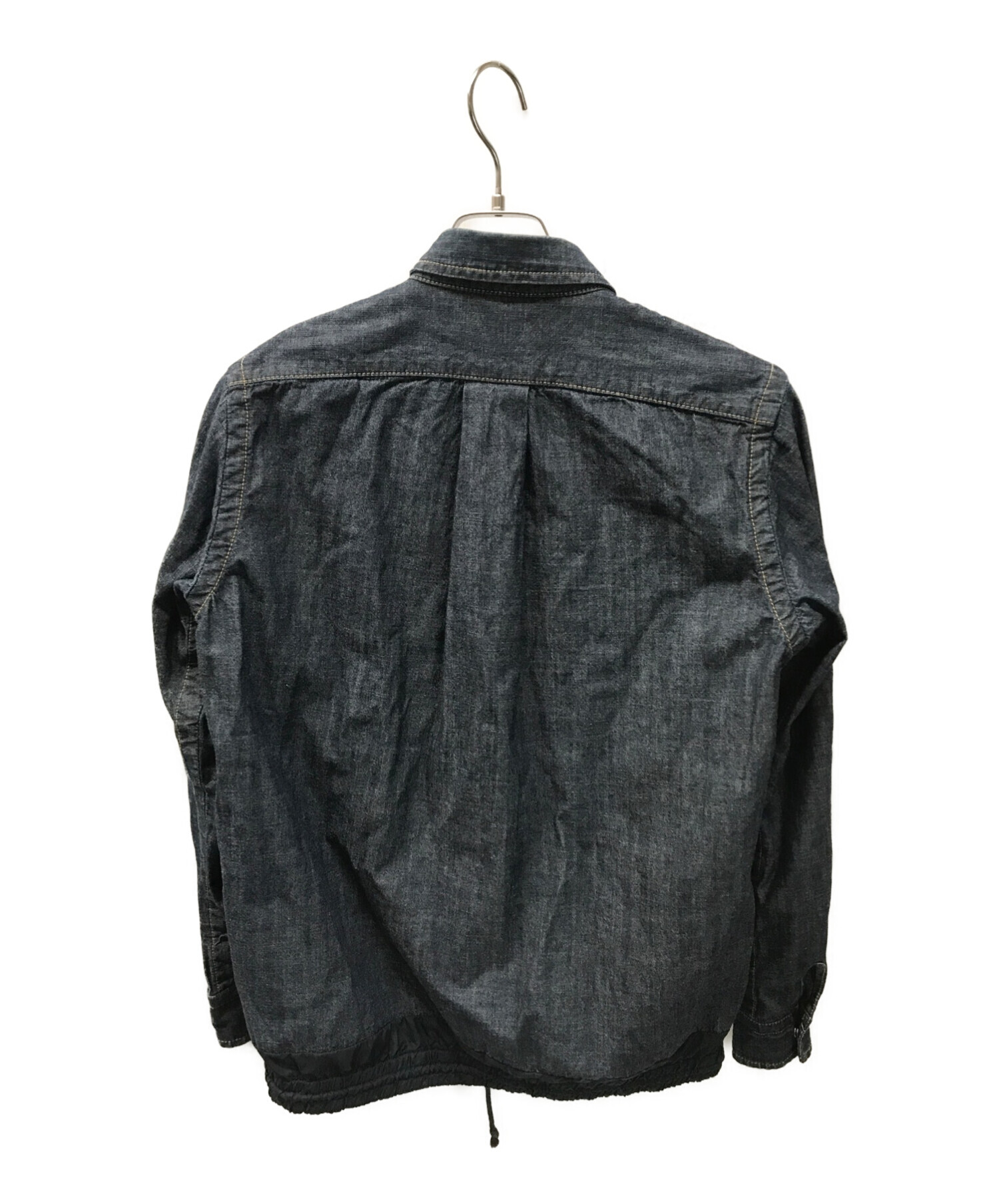 sacai (サカイ) 裾ナイロン切替＆ドローコード付加工デニムシャツ インディゴ サイズ:1