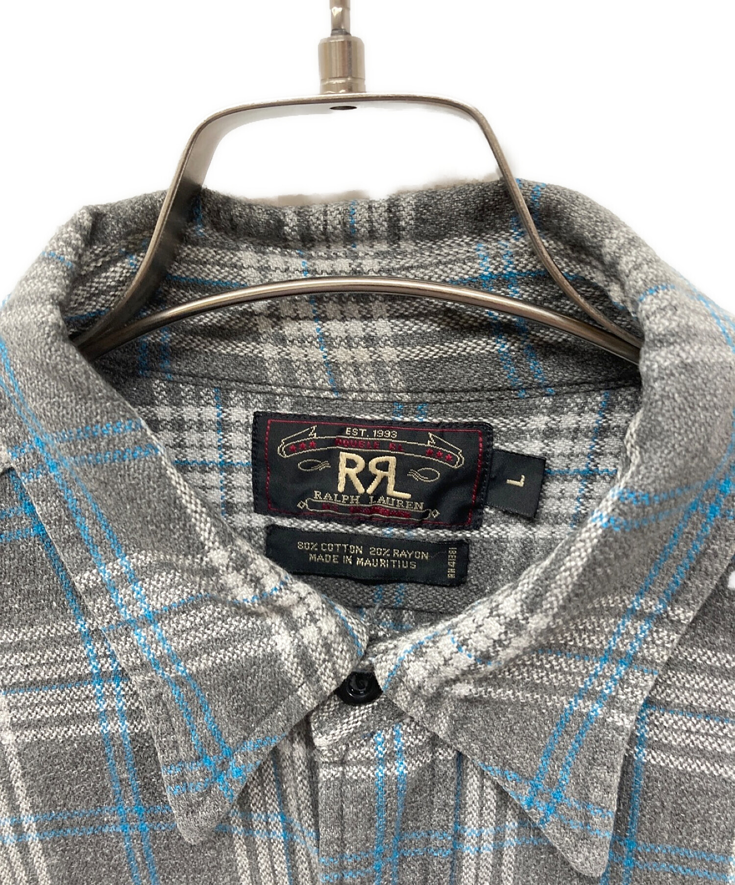 RRL (ダブルアールエル) 90s オーバーチェックネルシャツ グレー サイズ:L