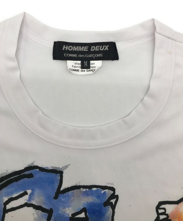 中古・古着通販】COMME des GARCONS HOMME DEUX (コムデギャルソン オム ドゥ) プリントTシャツ ホワイト  サイズ:M｜ブランド・古着通販 トレファク公式【TREFAC FASHION】スマホサイト