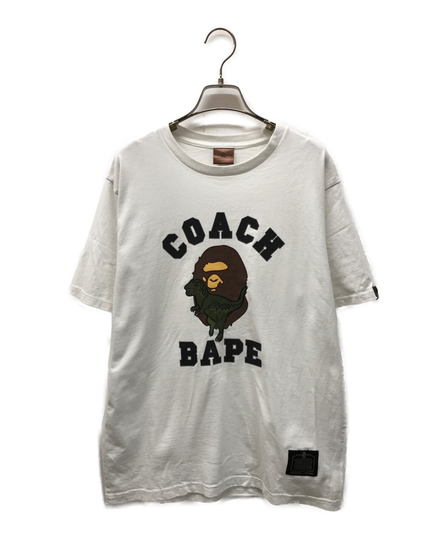 COACH (コーチ) A BATHING APE (ア ベイシング エイプ) ダイナソーロゴTシャツ ホワイト サイズ:M 170/80A