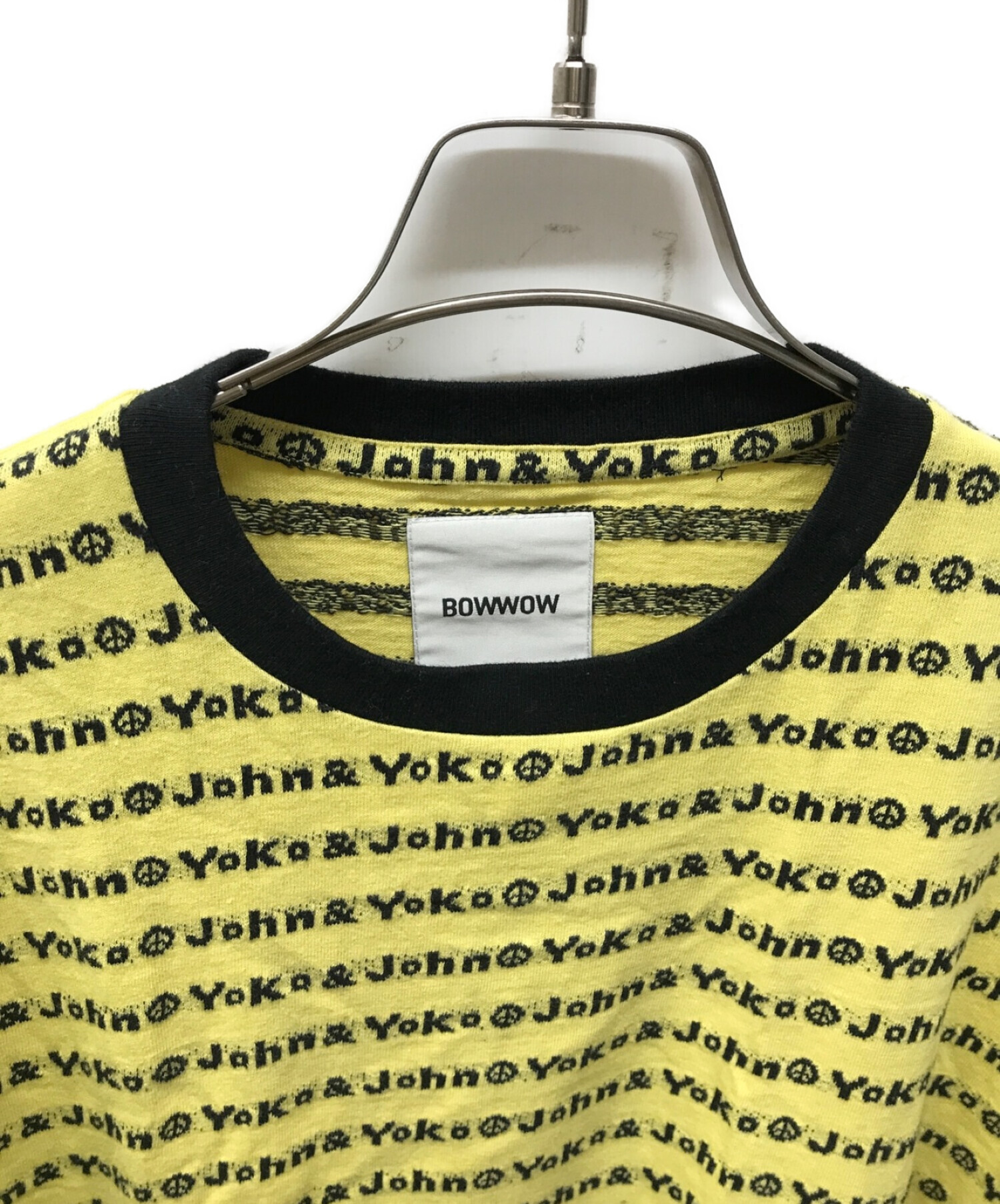 BOWWOW (バウワウ) BEAMS BOY (ビームスボーイ) JOHN&YOKO JACQUARD TEE/別注 JOHN&YOKO Tシャツ  イエロー×ブラック サイズ:S