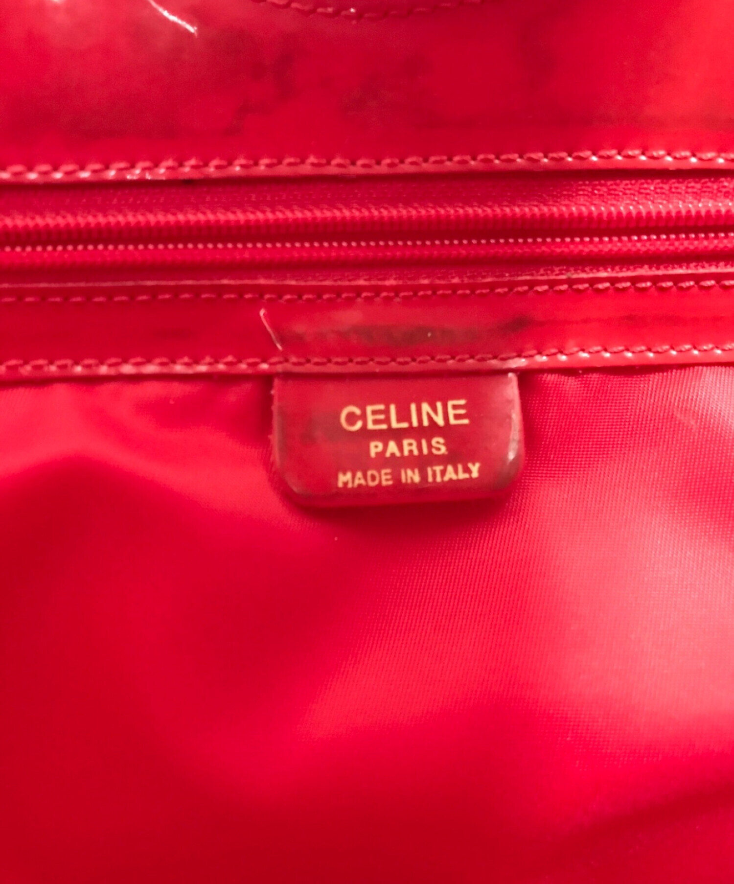 CELINE (セリーヌ) エナメルサークルハンドバッグ レッド