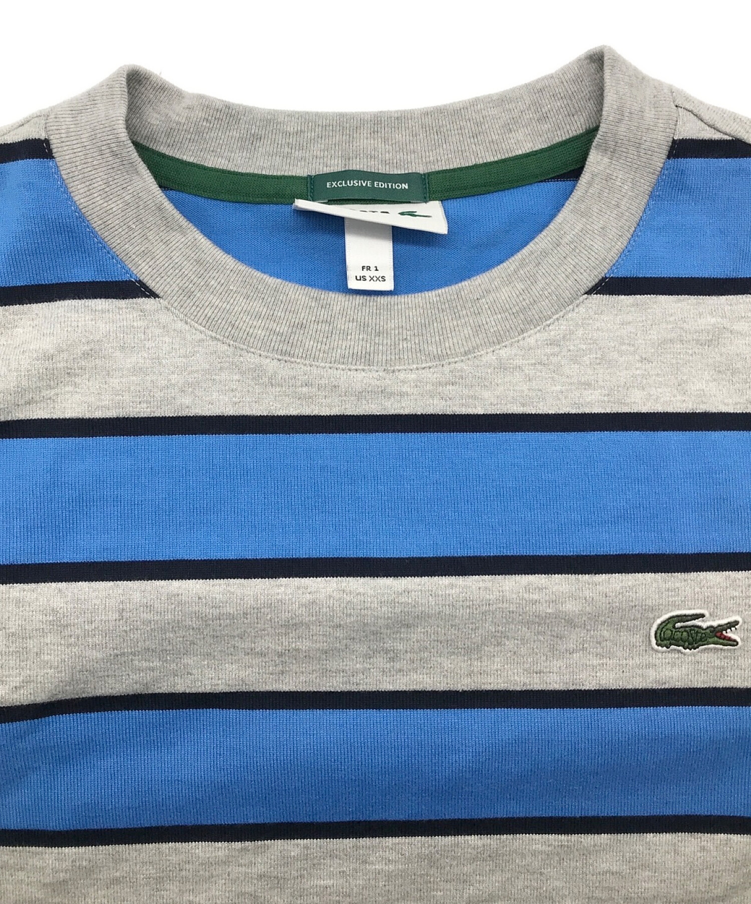 LACOSTE (ラコステ) BEAMS (ビームス) 別注 Border Long Sleeve T-shirt ブルー サイズ:1