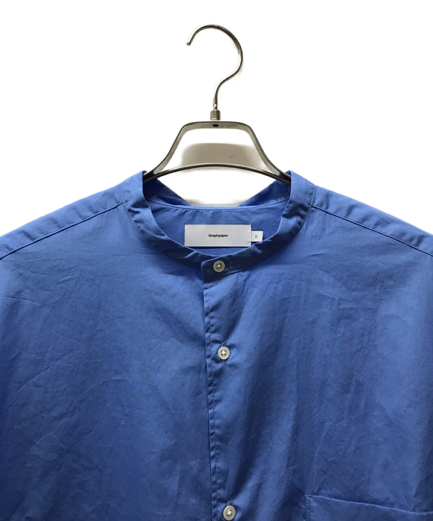 Graphpaper (グラフペーパー) Broad L/S Oversized Band Collar Shirt  ブロードロングスリーブオーバーサイズバンドカラーシャツ GM232-50002B ブルー サイズ:O