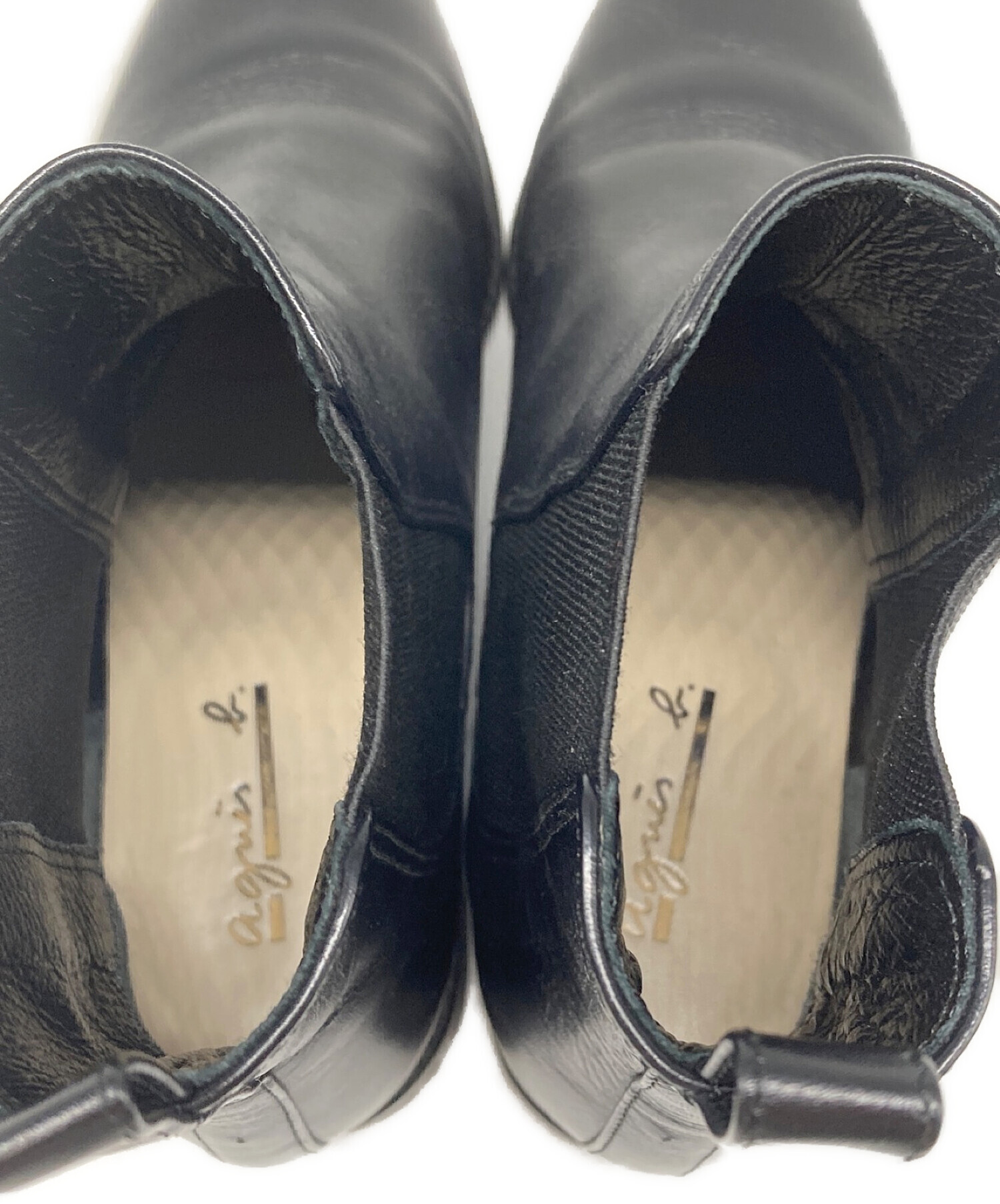 アニエスベー　黒　とんがりブーツ　サイドゴア　革靴　アナトミカ　ウエスタンヒール高さ4センチ