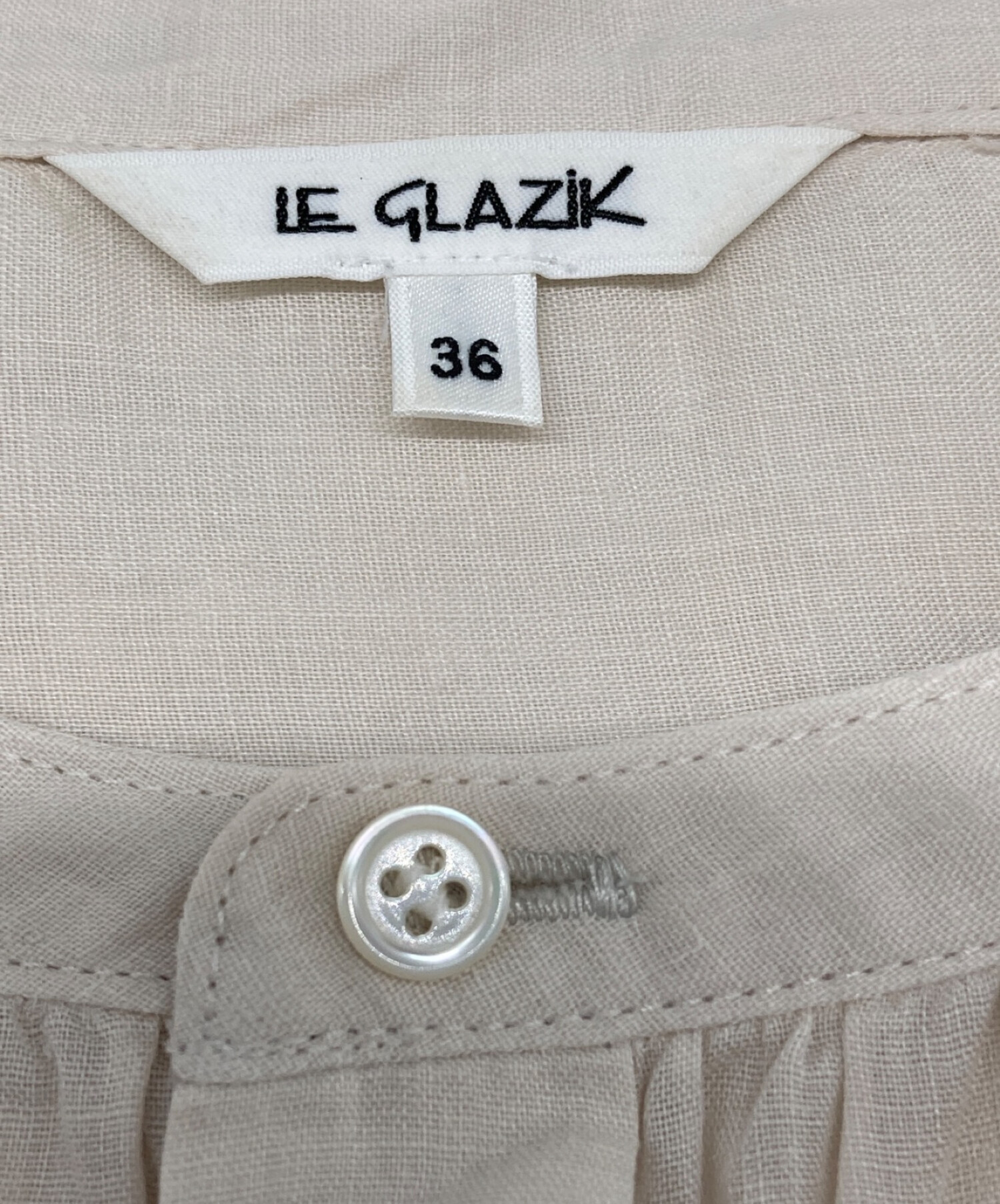 中古・古着通販】LE GLAZIK (ル グラジック) ノースリーブワンピース LEGLAZIK ルグラジック ギャザー ラミー 苧麻 シャツワンピース  バンドカラー 21S-KI-001 ベージュ サイズ:36｜ブランド・古着通販 トレファク公式【TREFAC FASHION】スマホサイト