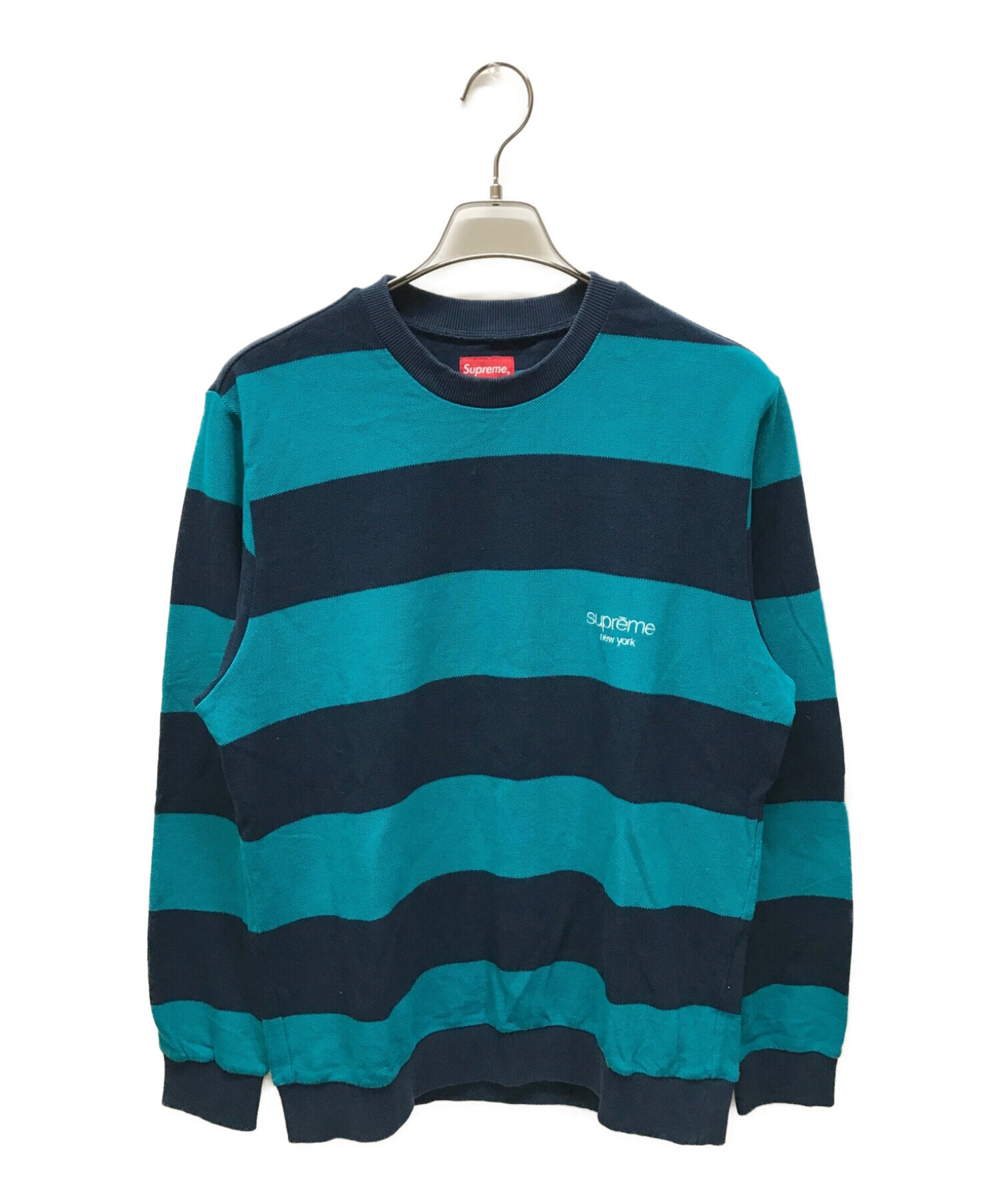 SUPREME (シュプリーム) Striped Pique Crewneck グリーン サイズ:M