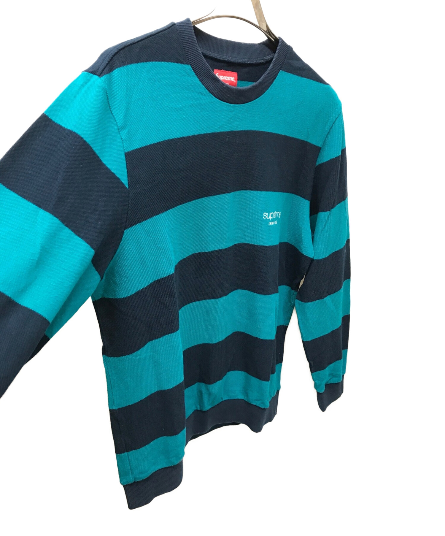 SUPREME (シュプリーム) Striped Pique Crewneck グリーン サイズ:M