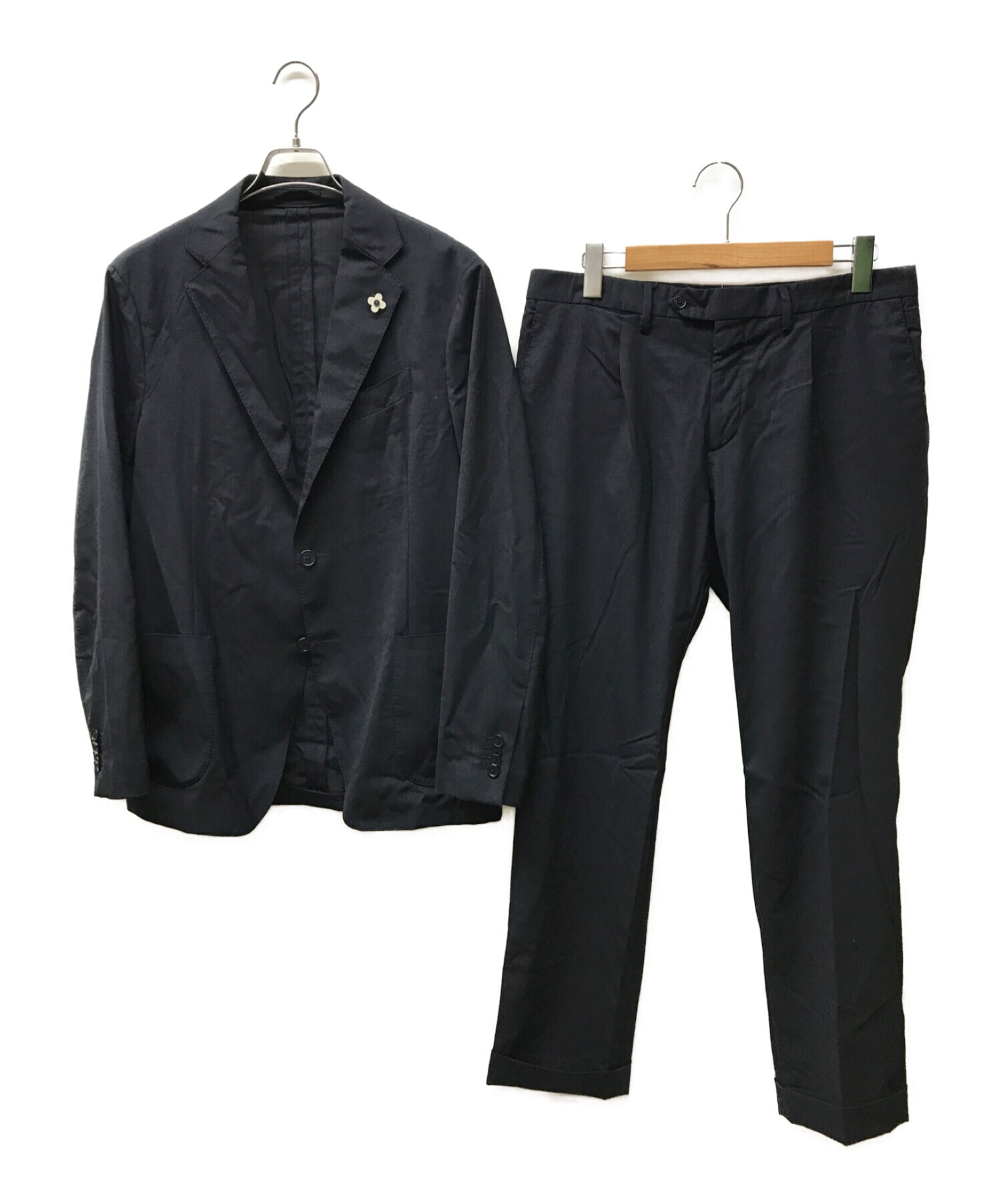 美品 ラルディーニ LARDINI セットアップ シングル スーツ 春夏 ウール モヘア ジャケット パンツ イタリア製 50(M相当) ブラウン