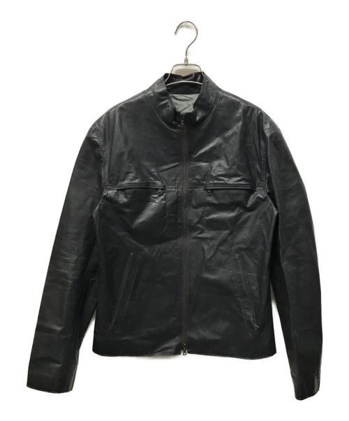 袖丈64cm✨最高級✨ m0851 レザーシャツジャケット ブラック サイズXS