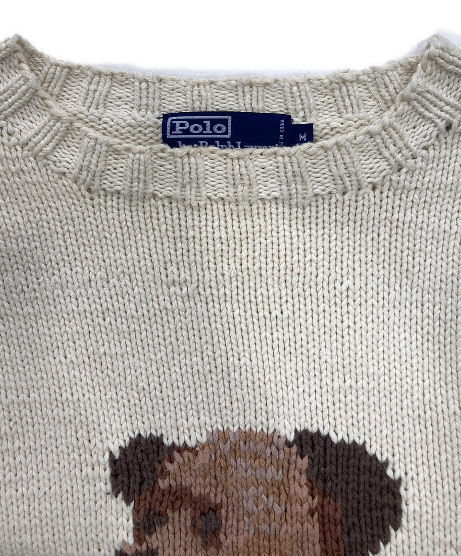 中古・古着通販】POLO RALPH LAUREN (ポロ・ラルフローレン) 90's ポロベア ハンドニットセーター アイボリー  サイズ:M｜ブランド・古着通販 トレファク公式【TREFAC FASHION】スマホサイト