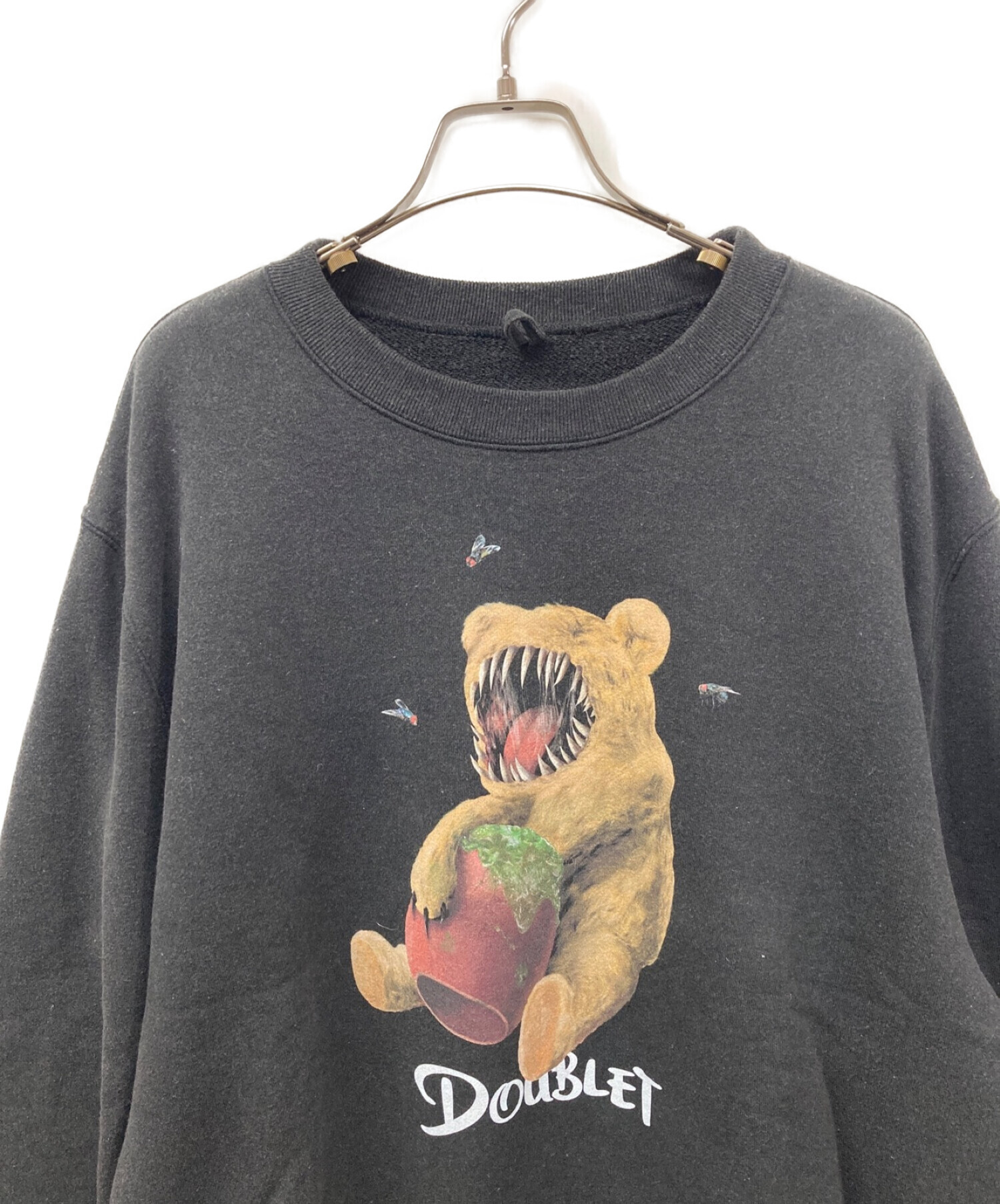 doublet (ダブレット) VIOLENT STUFF BEAR PRINT SWEAT SHIRT ベアプリントユーズド加工スウェット  23AW32CS292 ブラック サイズ:Ｍ