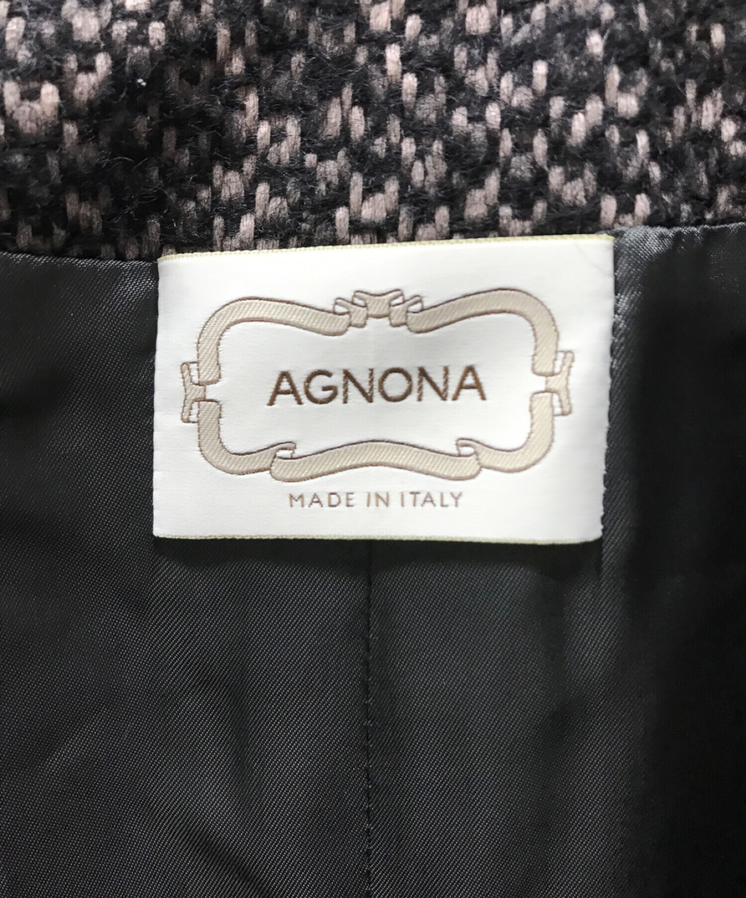 中古・古着通販】Agnona (アニオナ) モヘヤ混ツイードコート ブラウン