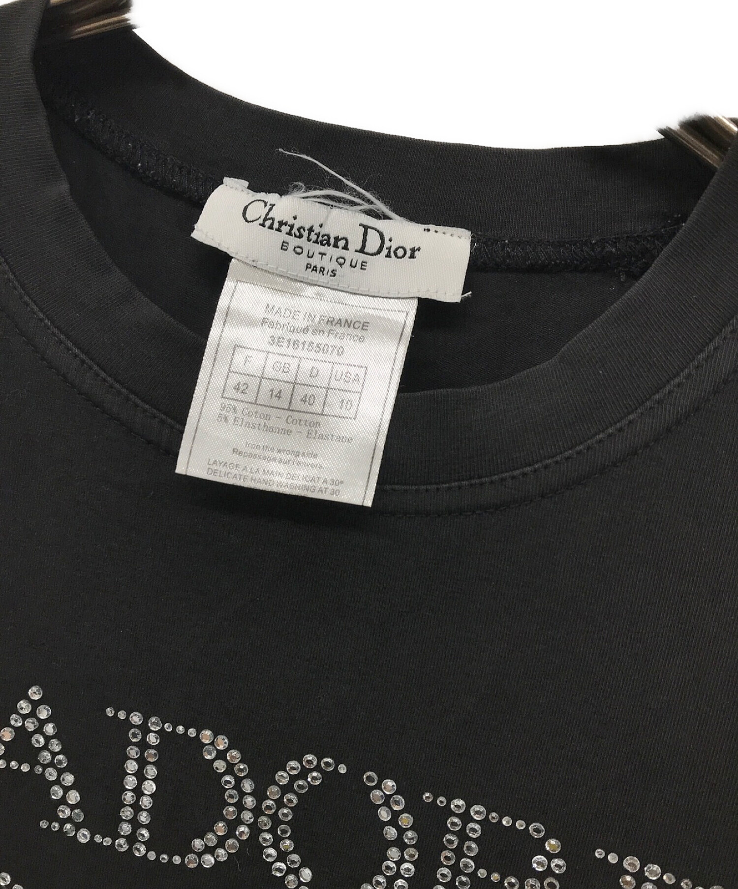 中古・古着通販】Christian Dior ラインストーンロゴTシャツ Christian Dior クリスチャン ディオール Y2K フランス製  ジョンガリアーノ J'ADORE DIOR ガリアーノ期 3E16155070 ブラック サイズ:42｜ブランド・古着通販  トレファク公式【TREFAC FASHION】スマホサイト