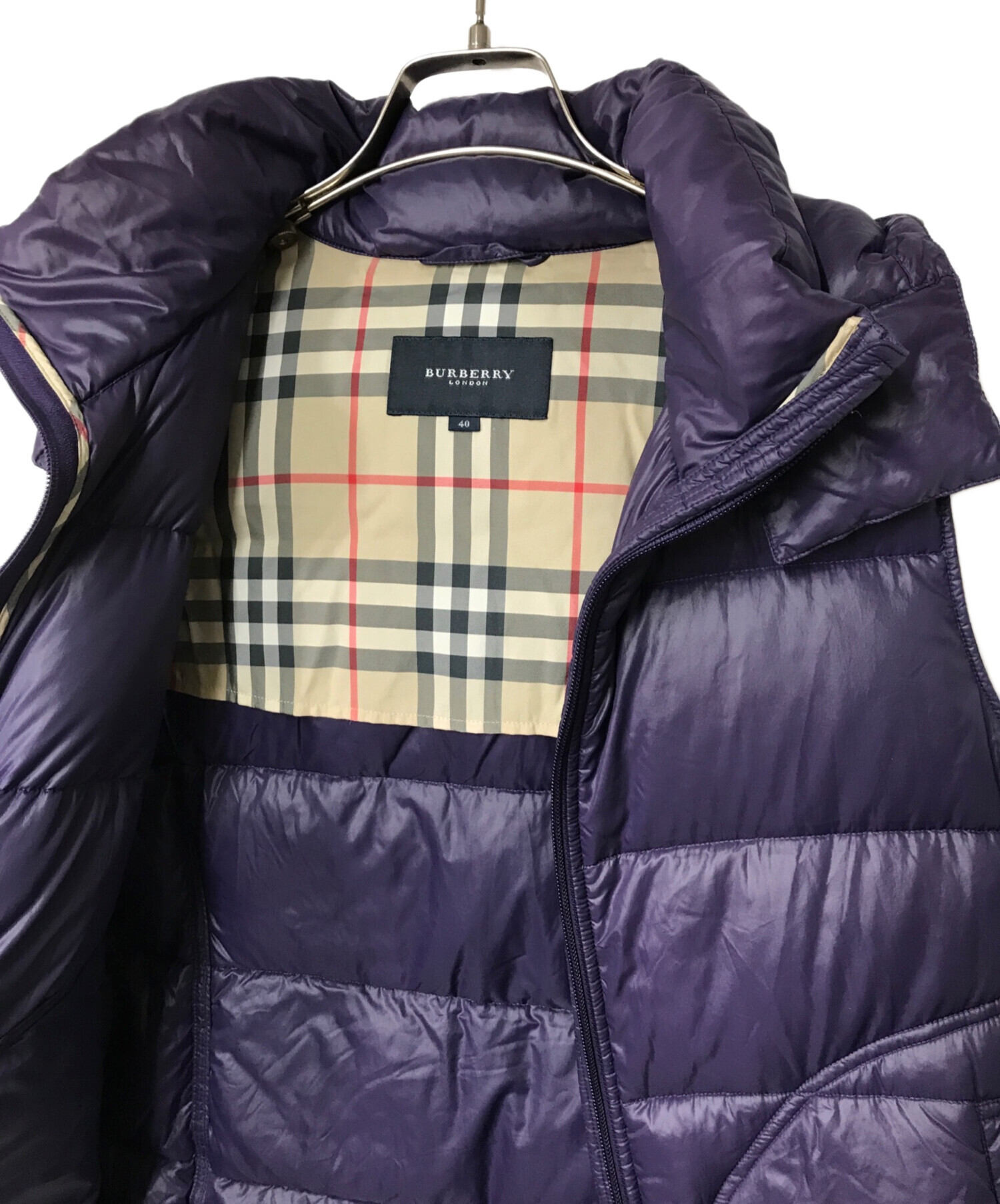 BURBERRY LONDON (バーバリーロンドン) フーデットダウンベスト/FS343-725-36/BURBERRY  LONDON/バーバリーロンドン パープル サイズ:SIZE 40