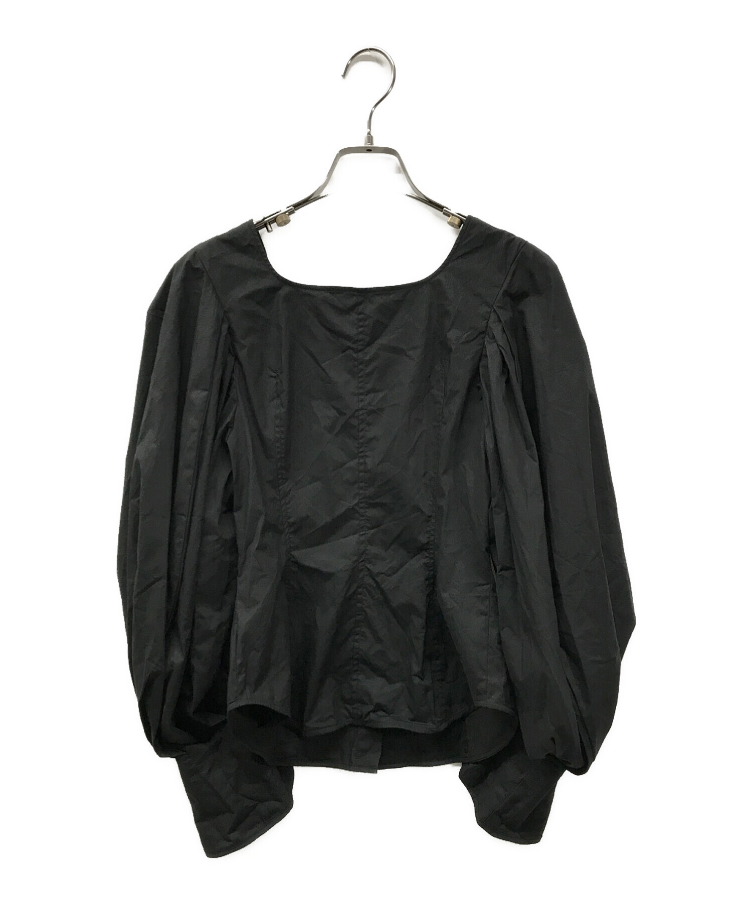 Mame Kurogouchi square-neck puff-sleeve blouse - Black