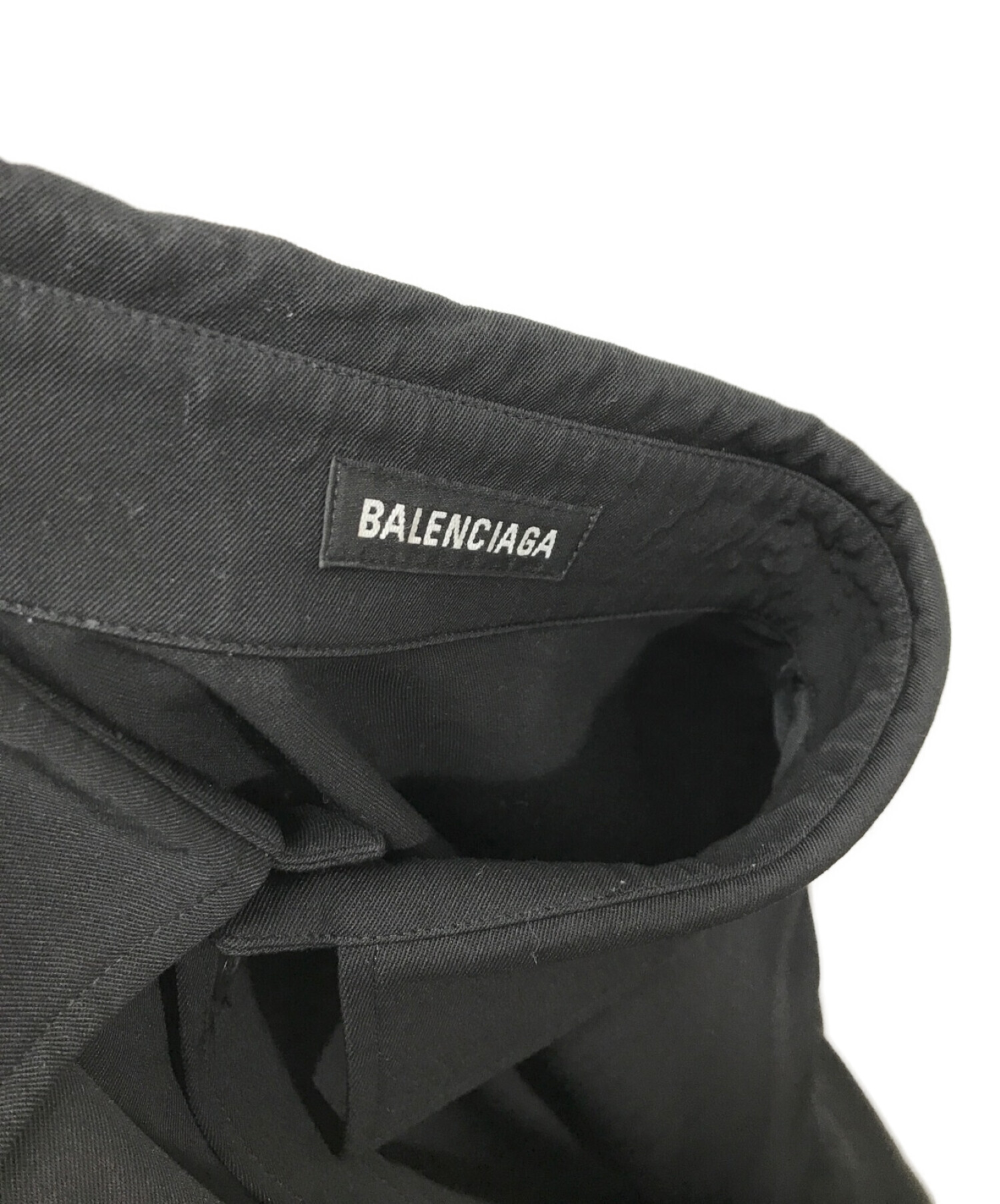 BALENCIAGA◇21AW/オーバーサイズウールシャツ/39/ウール/BLK/672346 - メンズファッション