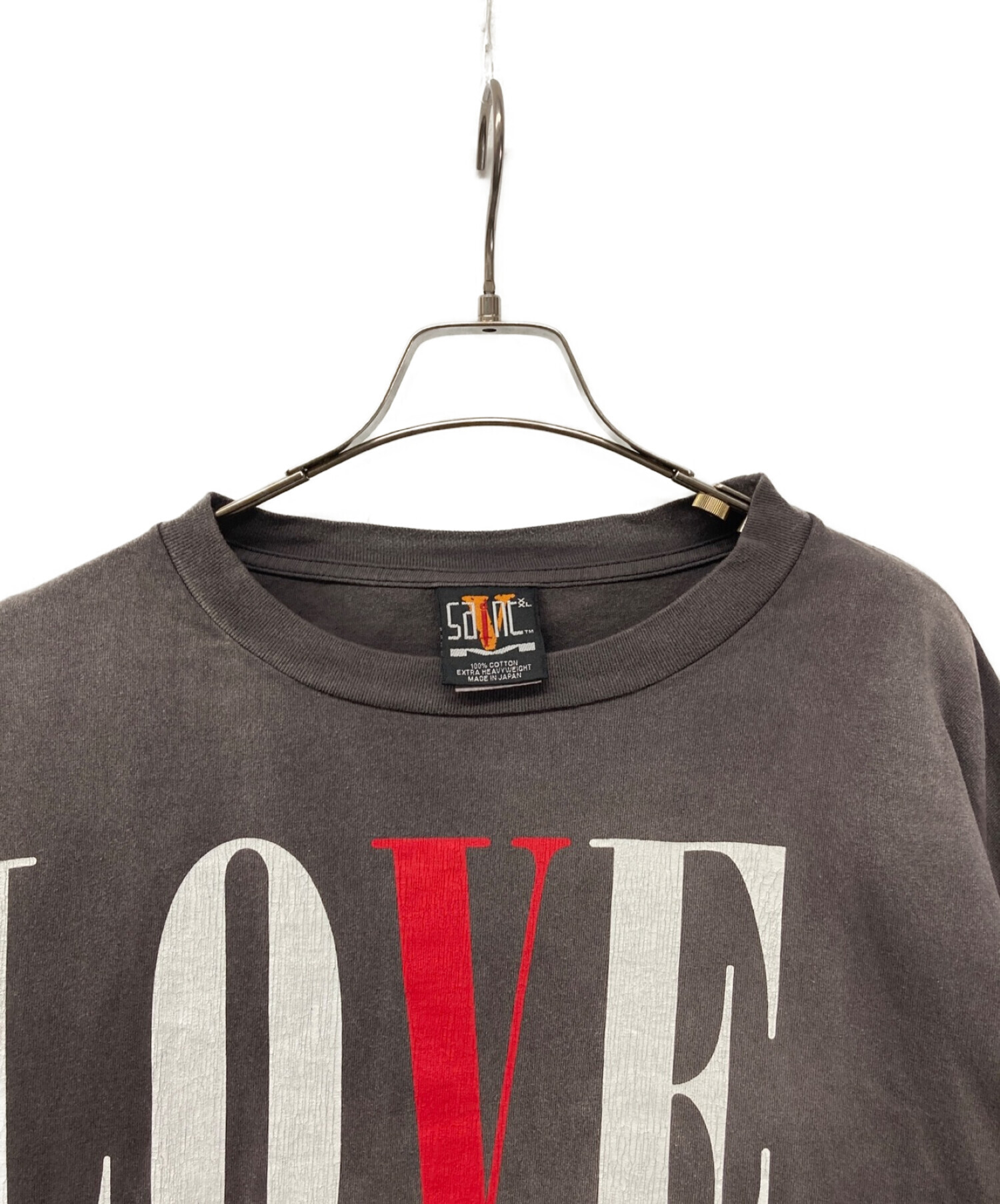 SAINT MICHAEL (セントマイケル) VLONE (ヴィーロン) LOVE & HATE L/S T-SHIRT  SM-S22-0000-068 ヴィンテージ加工 グレー サイズ:XXL