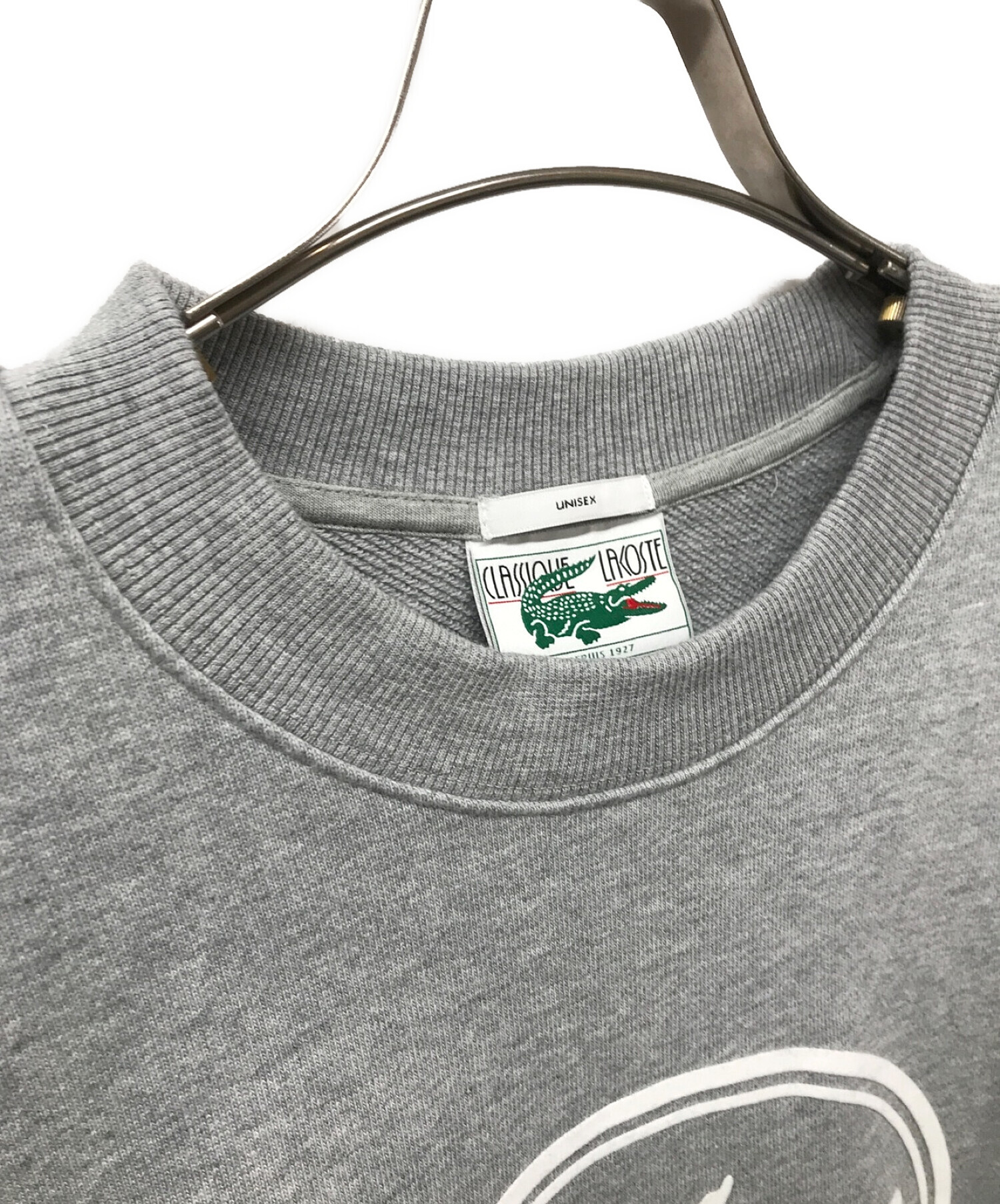 LACOSTE (ラコステ) 3Dロゴオーガニックコットンスウェットシャツ/ロゴスウェット/プリントスウェット/ユニセックス/SH7582L グレー  サイズ:L