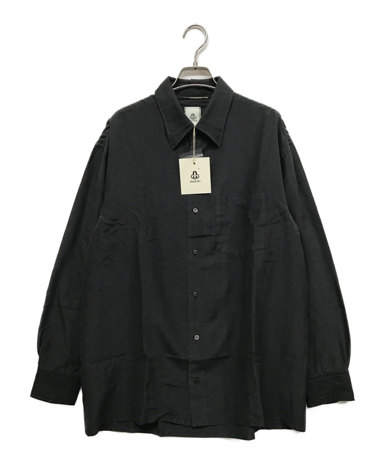 MANDO (マンドー) 製品染めウールシルクシャツ 21395-003 ブラック サイズ:SIZE 2