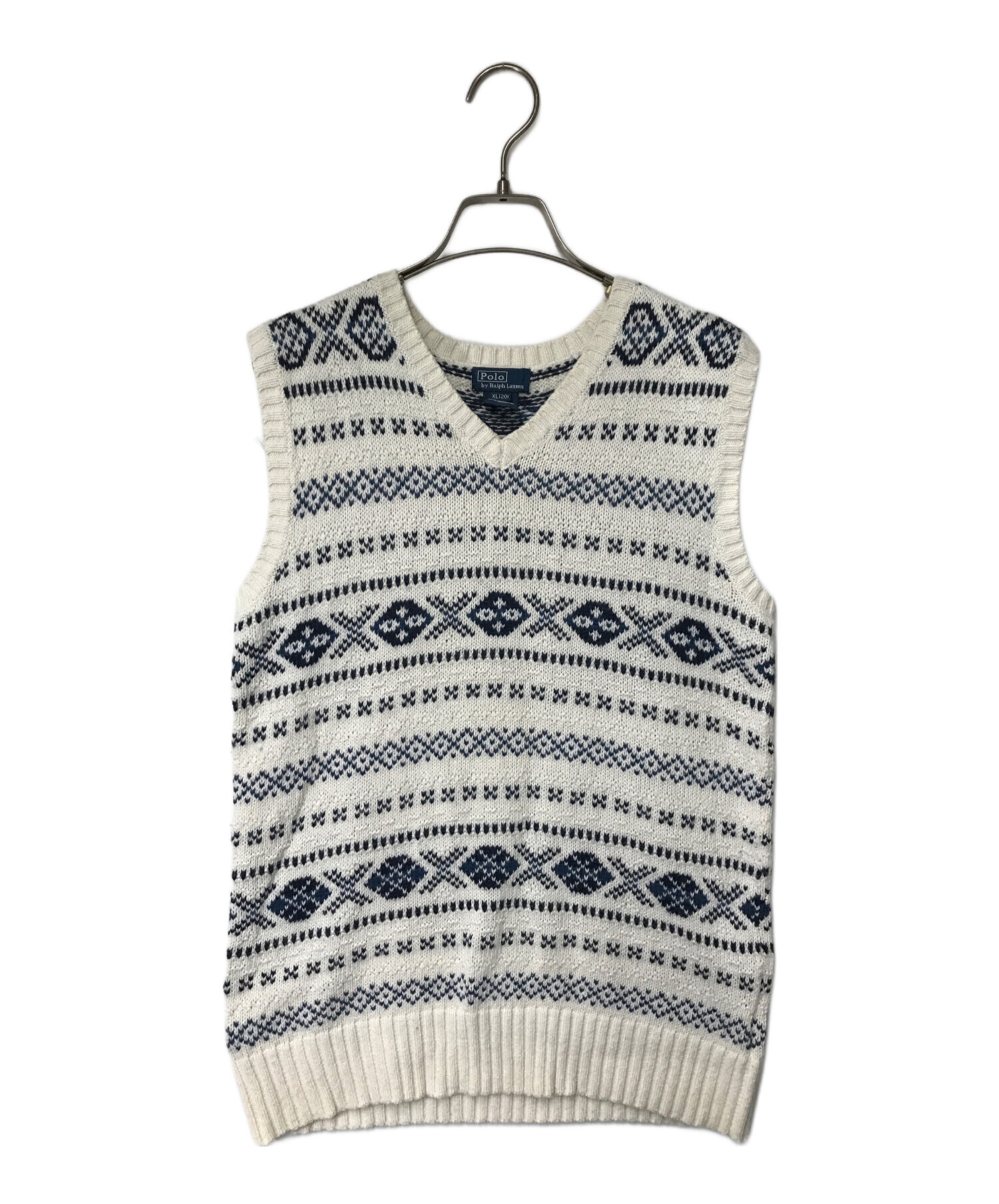 POLO RALPH LAUREN (ポロ・ラルフローレン) ノルディック柄ニットベスト POLO RALPH LAUREN ポロラルフローレン  カシミヤ混 knit vest ホワイト サイズ:XL (20)