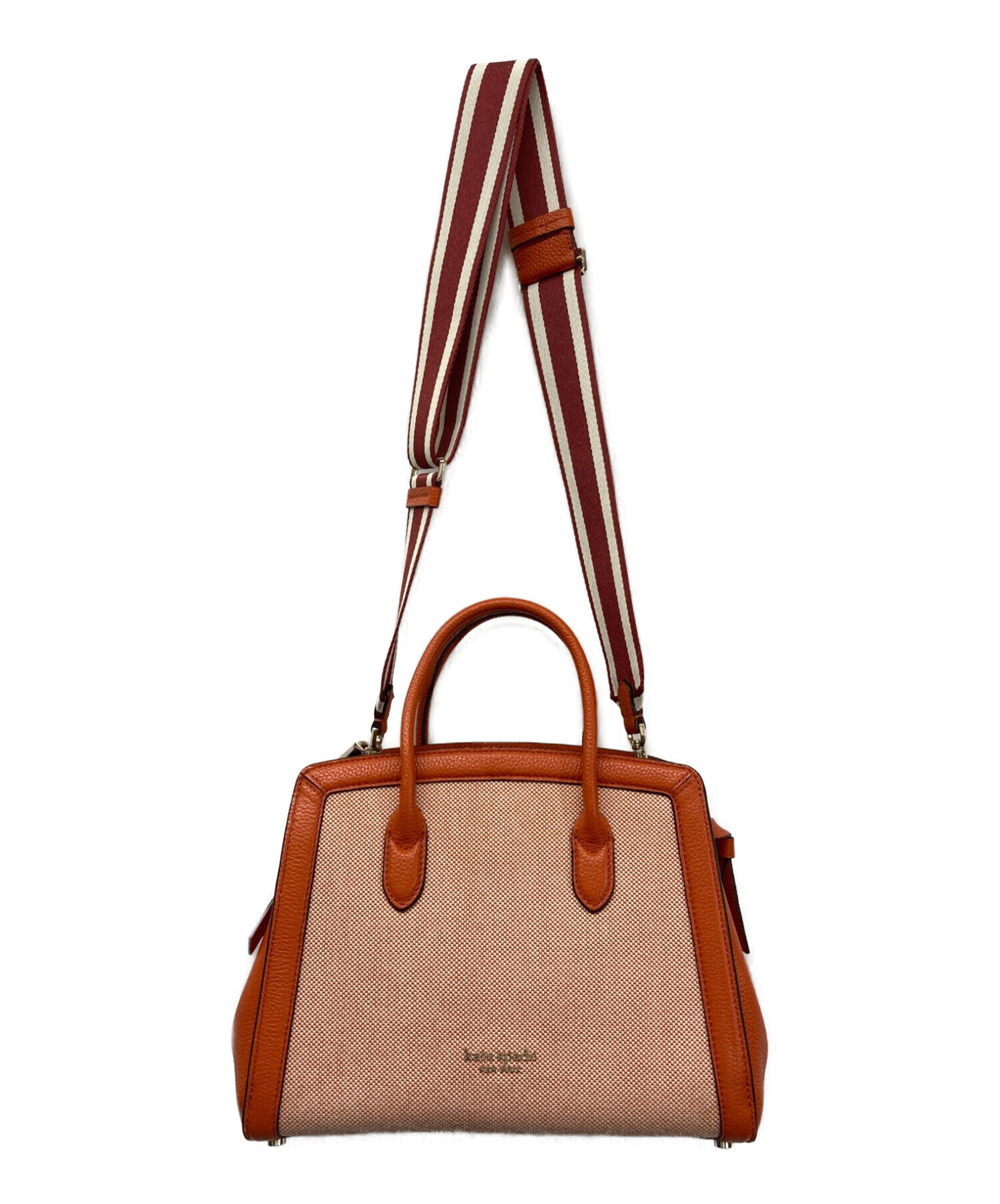 Kate Spade (ケイトスペード) Knott Canvas Medium Satchel K7481 Kate Spade ケイトスペード  2WAY ハンドバッグ ショルダーバッグ ストラップ付 オレンジ