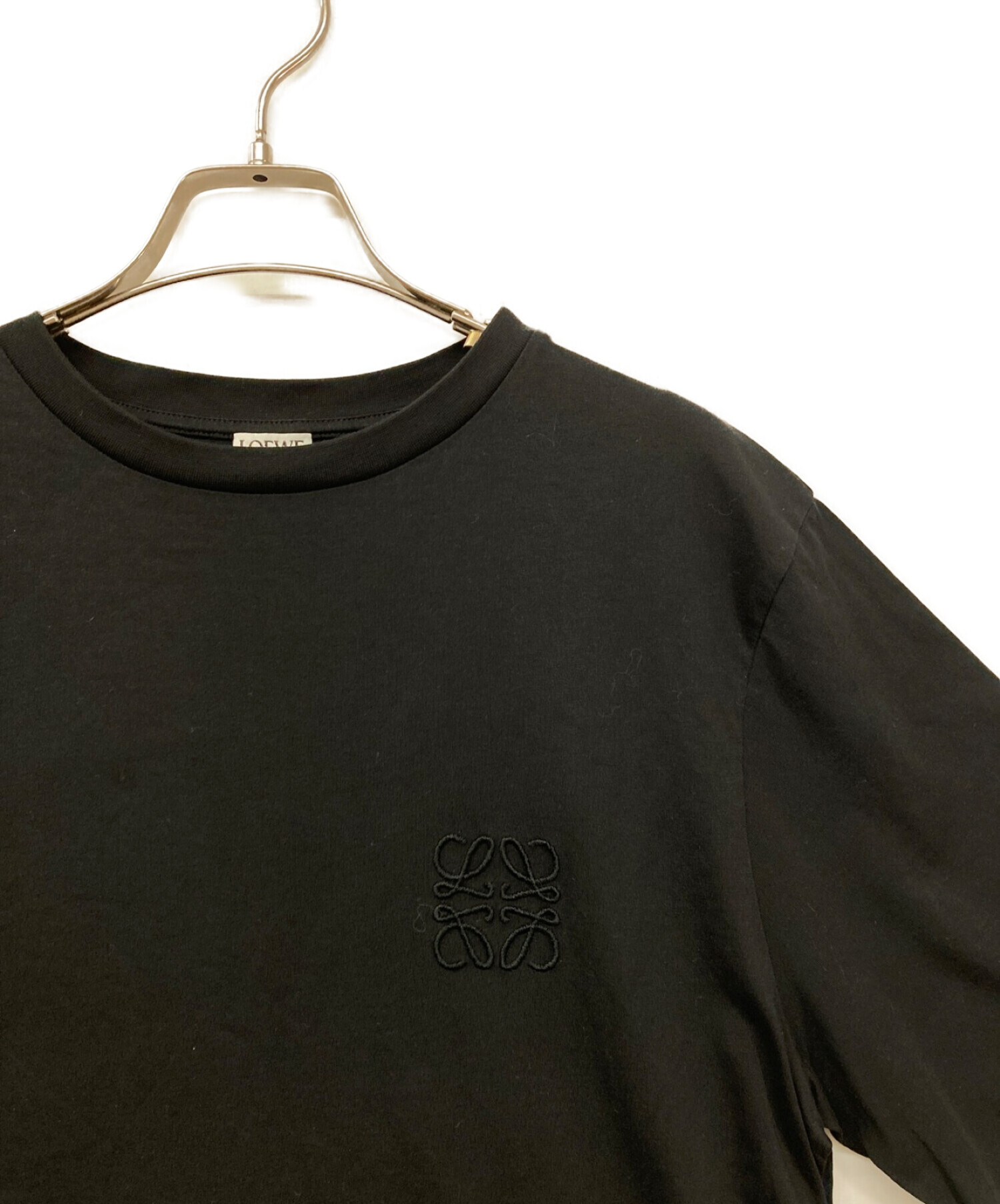 LOEWE (ロエベ) アナグラム刺繍Tシャツ LOEWE ロエベ ロゴ 刺繍 クルーネック半袖 カットソー H2179680CR ブラック  サイズ:サイズ表記欠品