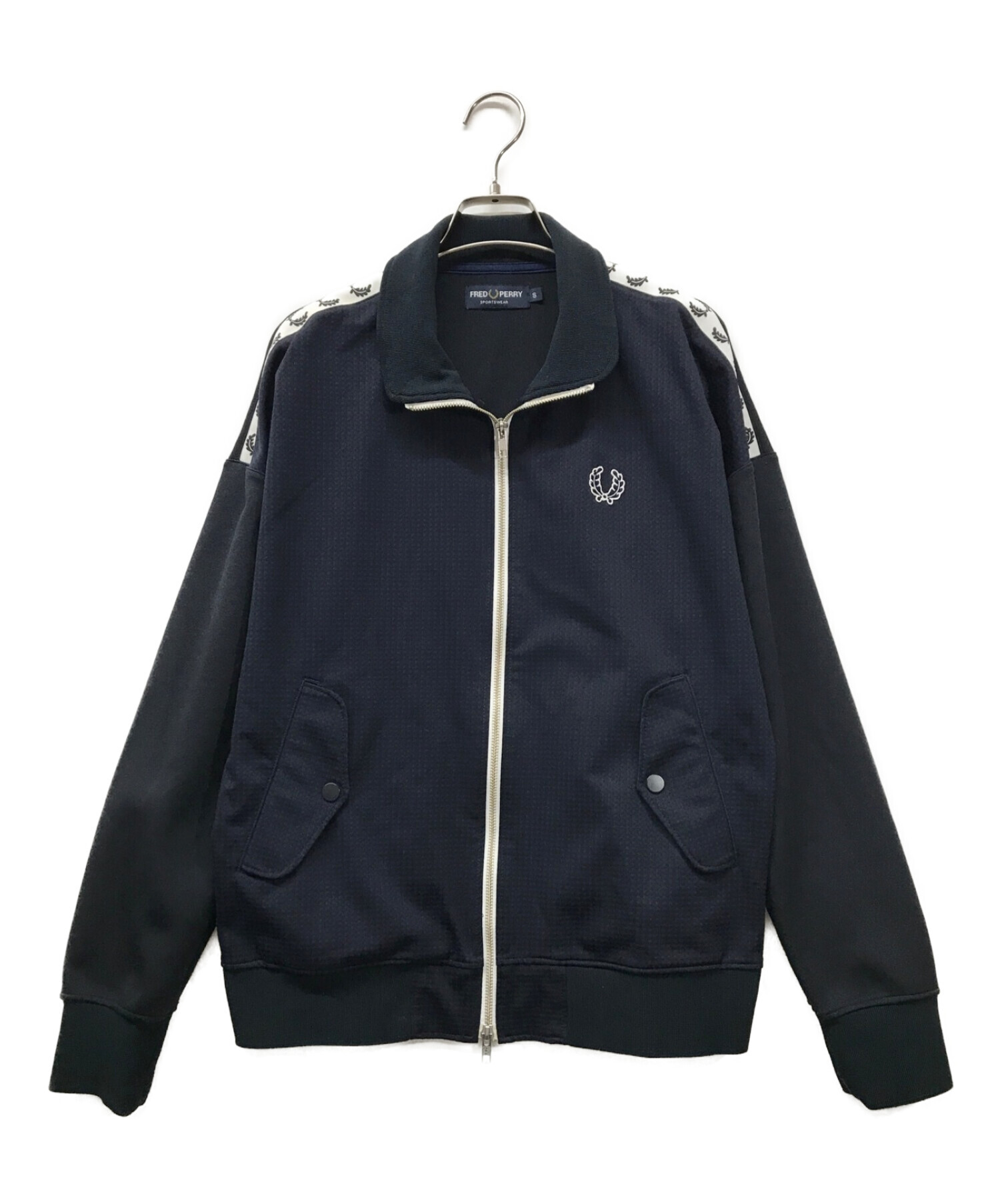 FRED PERRY Contrast Tape Track Jacket FRED PERRY フレッドペリー トラックジャケット ジャージ  ダブルジップ 日本製 オーバーサイズ ルーズフィット ビッグシルエット f2498 サイズ:S