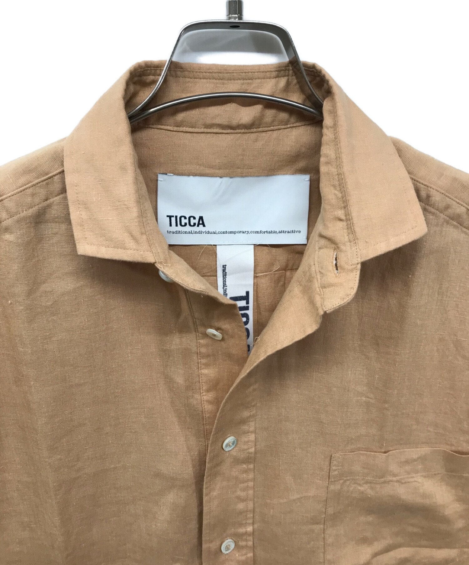ticca (ティッカ) フレンチスリーブシャツ TICCA ティッカ ノースリーブブラウス リネンシャツ 19SS TAIS-358 ベージュ  サイズ:F