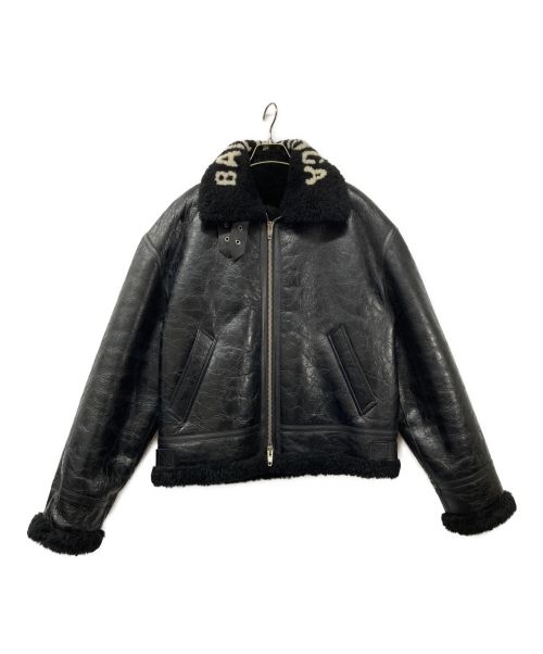 【中古・古着通販】BALENCIAGA (バレンシアガ) 17AW シアリングボンバージャケット ラムレザージャケット クラック加工 ムートンジャケット  ガーメントケース付 534874 ブラック サイズ:48｜ブランド・古着通販 トレファク公式【TREFAC FASHION ...