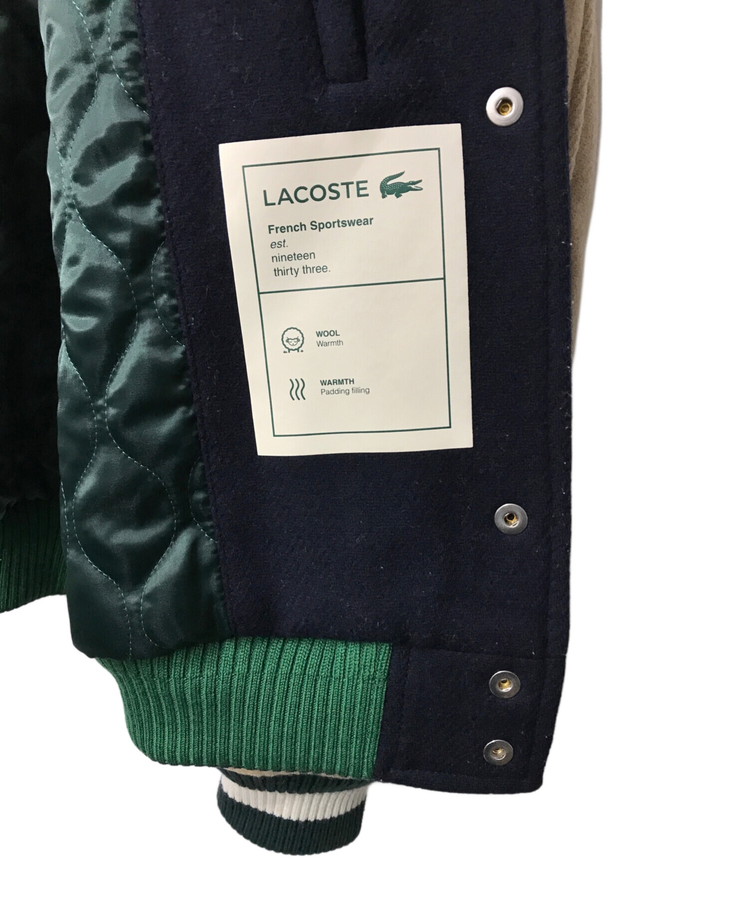 中古・古着通販】LACOSTE (ラコステ) ウールブレンドスタジアムジャケット/BH0562/LACOSTE/ラコステ/Made in  Albania ネイビー×ベージュ サイズ:FR 52/US M/L｜ブランド・古着通販 トレファク公式【TREFAC FASHION】スマホサイト