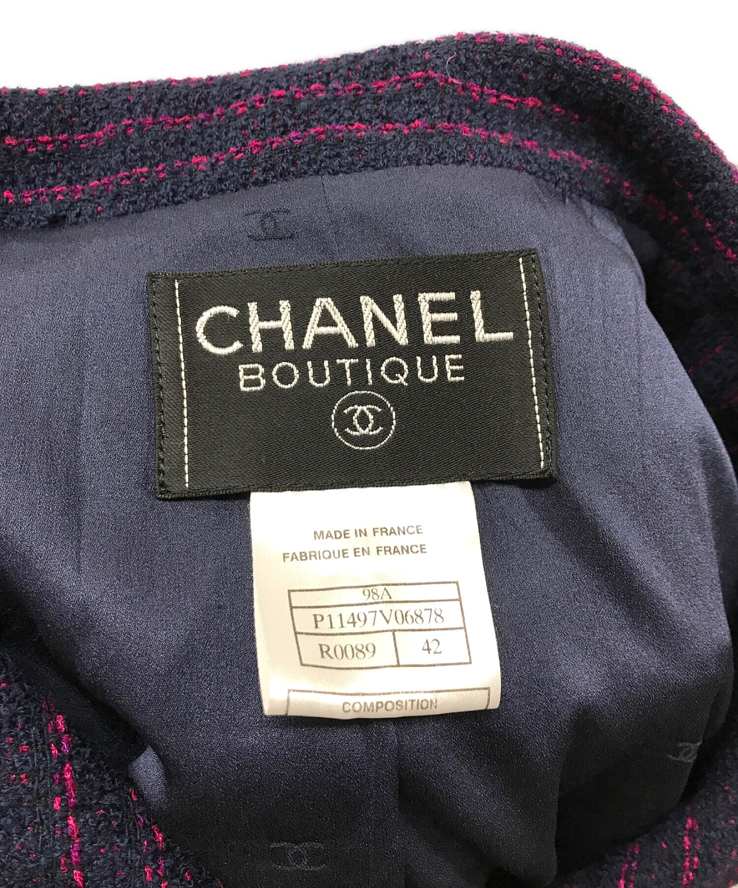 中古・古着通販】CHANEL (シャネル) ダブルジャケット CHANEL シャネル ウール ダブルブレステッド フランス製 98A  P11497V06878 ネイビー サイズ:42｜ブランド・古着通販 トレファク公式【TREFAC FASHION】スマホサイト