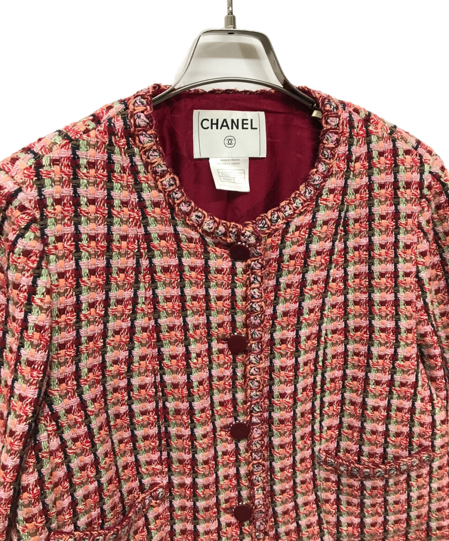 中古・古着通販】CHANEL (シャネル) ツイードジャケット CHANEL シャネル フランス製 02P 並行品 シャネルツイード  P19135V11057 レッド サイズ:46｜ブランド・古着通販 トレファク公式【TREFAC FASHION】スマホサイト