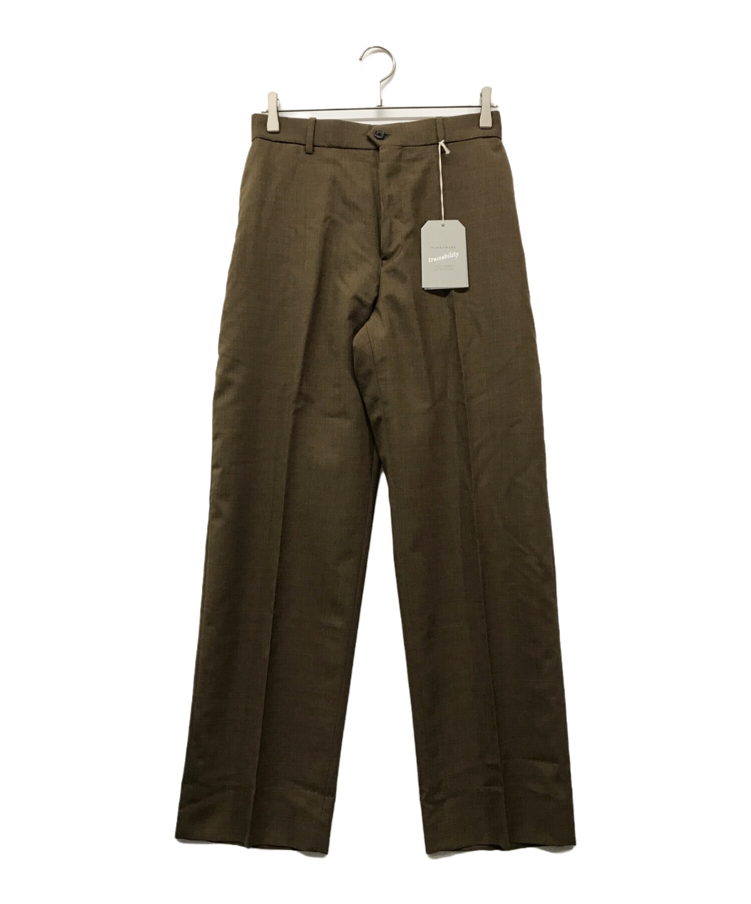 MARKAWARE (マーカウェア) FLAT-FRONT TROUSERS MARKAWARE マーカウェア タグ付き フラットフロントトラウザーズ  日本製 A21A-03PT03C ブラウン サイズ:3