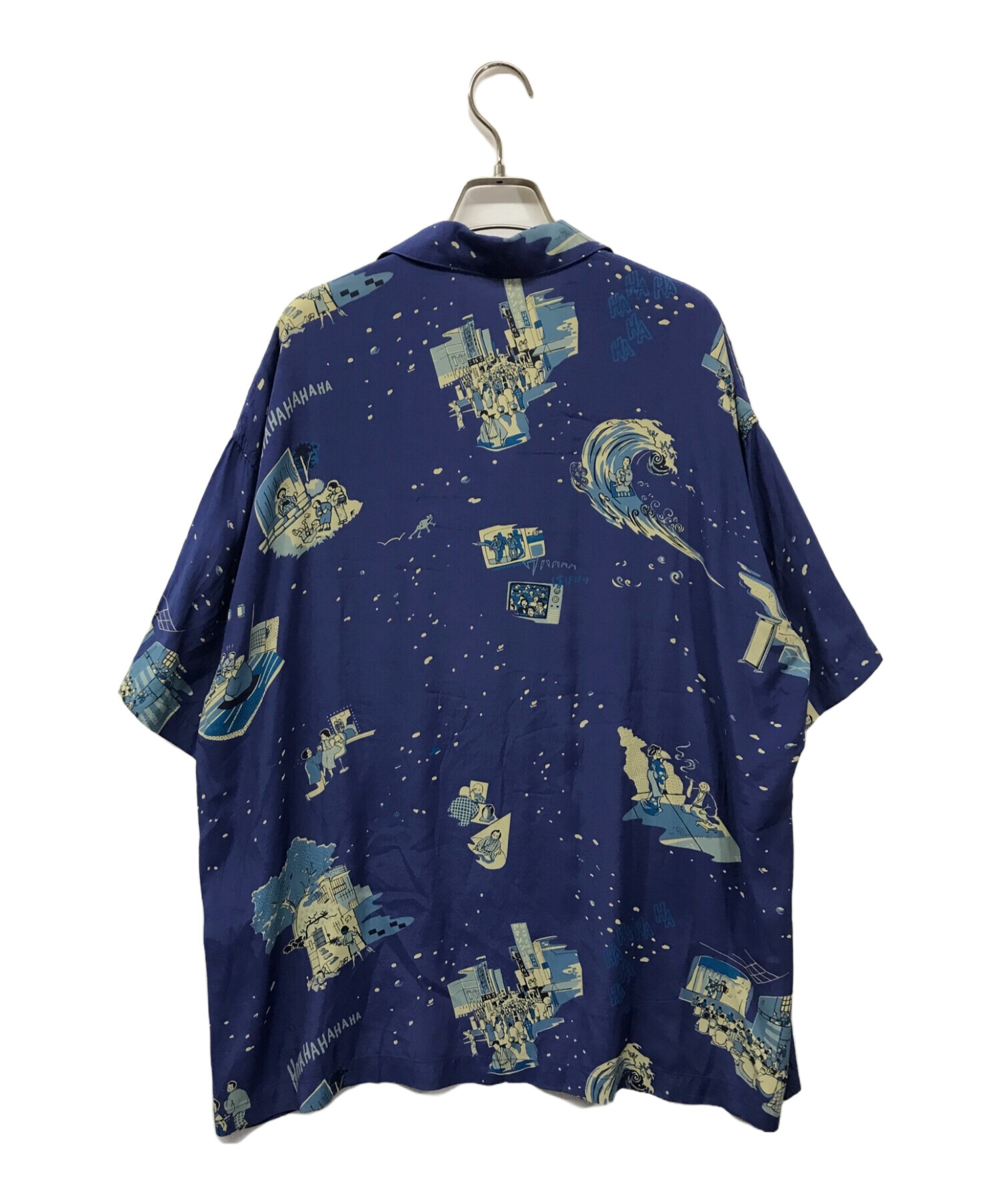 Porter Classic (ポータークラシック) SHOWFOLK ALOHA SHIRT Porter Classic ポータークラシック  日本製 レーヨンシャツ 開襟シャツ オープンカラーシャツ ブルー サイズ:M