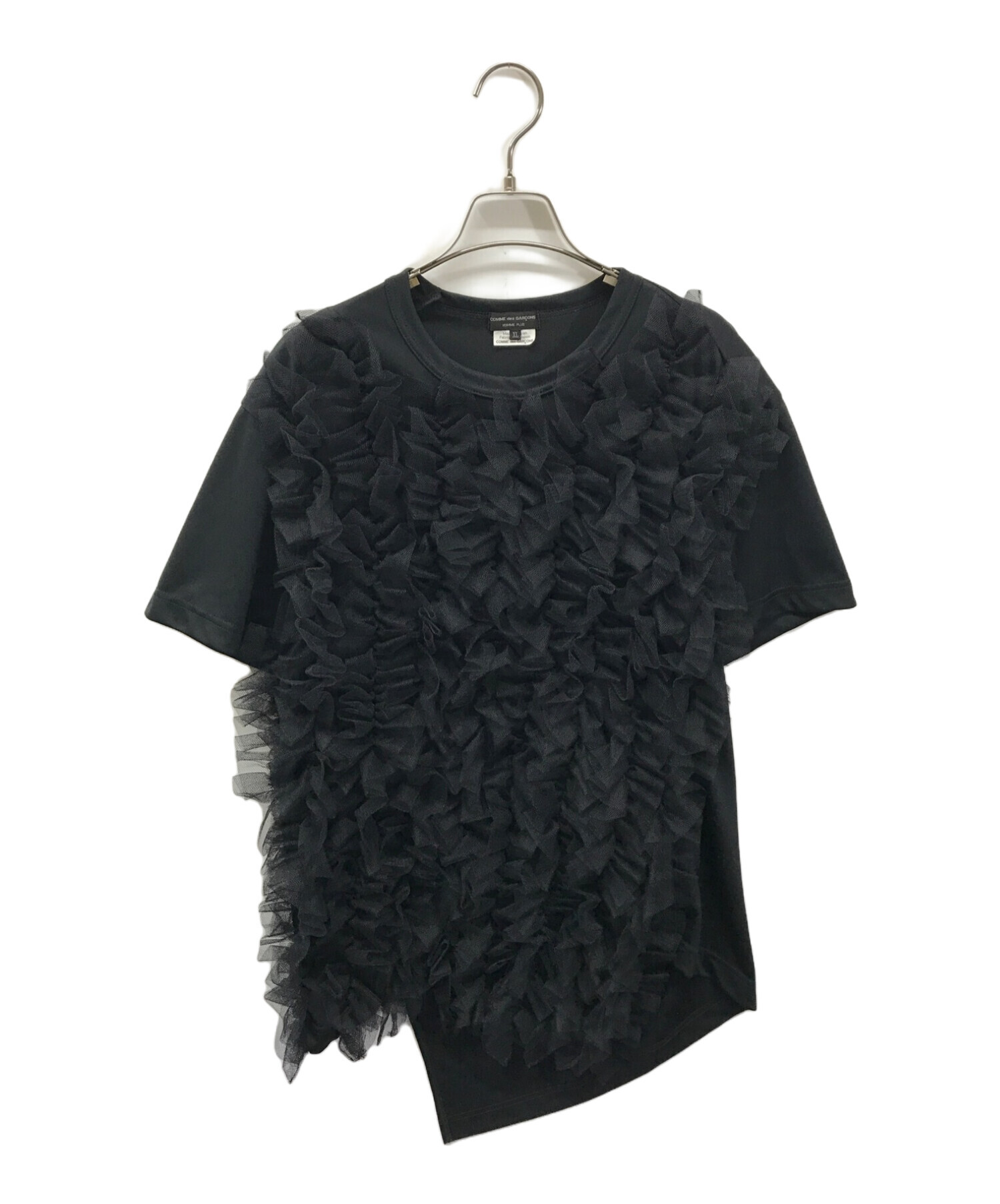 COMME des GARCONS HOMME PLUS フリルカットソー COMME des GARCONS HOMME PLUS  コムデギャルソンオムプリュス T-SHIRT WITH RUFFLES IN BLACK PJ-T017