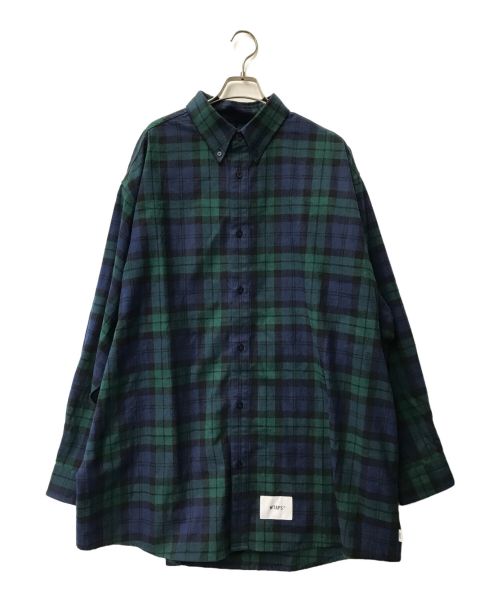 【中古・古着通販】WTAPS (ダブルタップス) 長袖シャツ/ボタンダウン/フランネルチェックシャツ/221TQDT-SHM03/グリーン/ネイビー  グリーン サイズ:4｜ブランド・古着通販 トレファク公式【TREFAC FASHION】スマホサイト