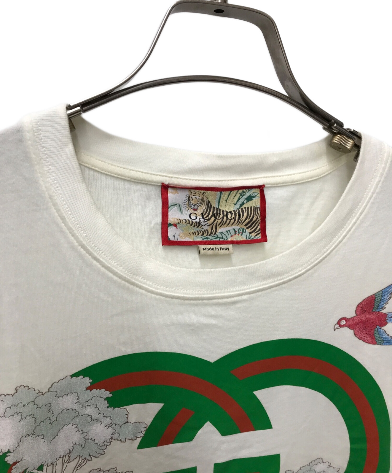 GUCCI (グッチ) タイガープリントTシャツ GUCCI グッチ 615044 XJD4G ホワイト サイズ:L