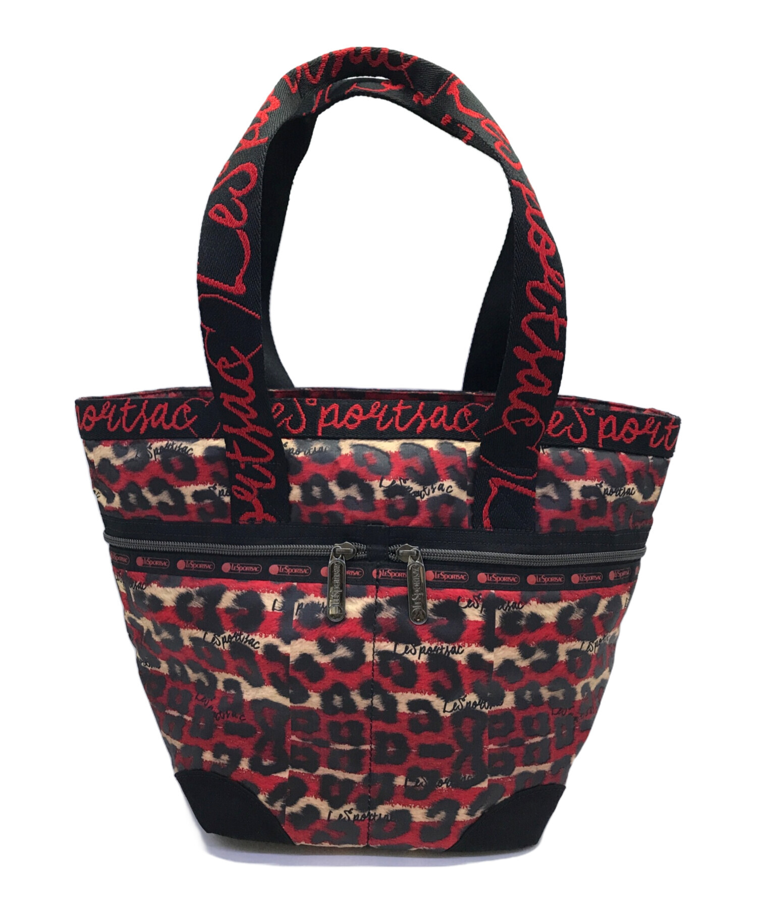 LeSportsac (レスポートサック) Alber Elbaz (アルベール エルバス)  ヒョウ柄トートバッグ/LeSportsac/レスポートサック/Alber Elbaz/アルベール エルバス レッド×ブラック